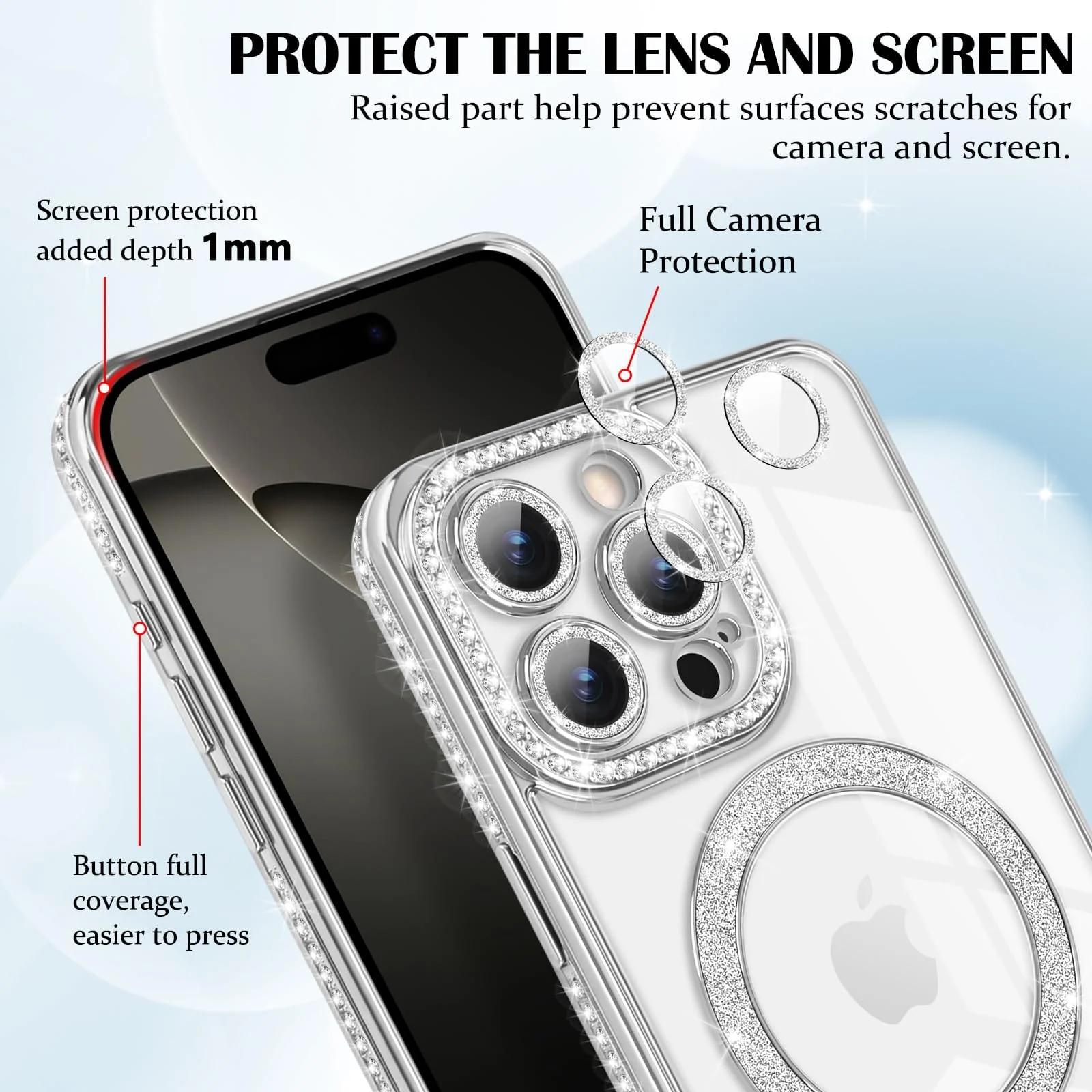 DL3 Mobilak MagSafe-Compatible Magnetic Case for iPhone 16 Pro Max with Camera Protection and Magnetic Car-Mount Support - Silver