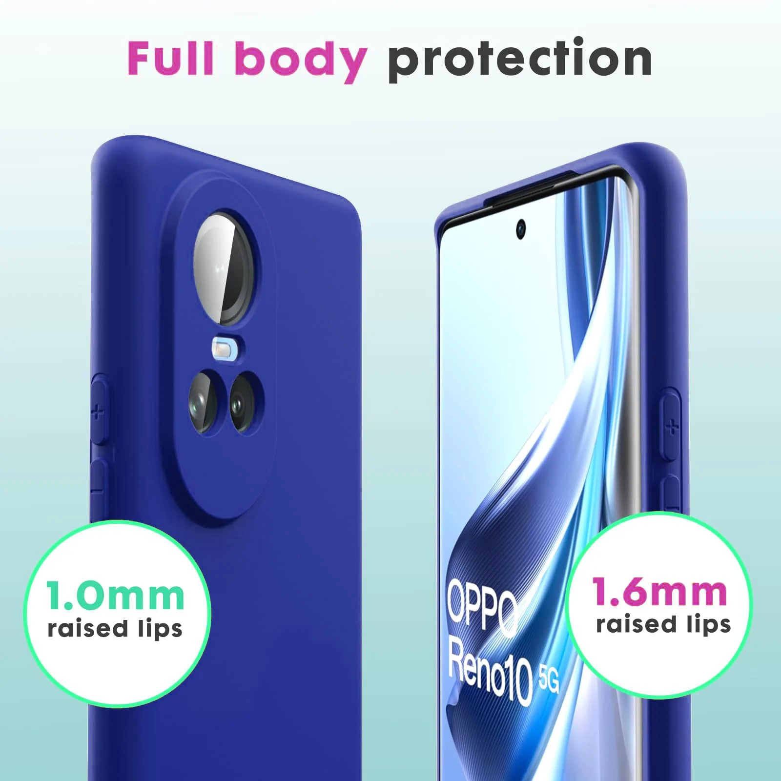 DL3 Mobilak Liquid Silicone Protective Case with Soft Microfiber Lining with Full Camera Protection for OPPO Reno 10 5G / OPPO Reno 10 Pro 5G - Pepsi