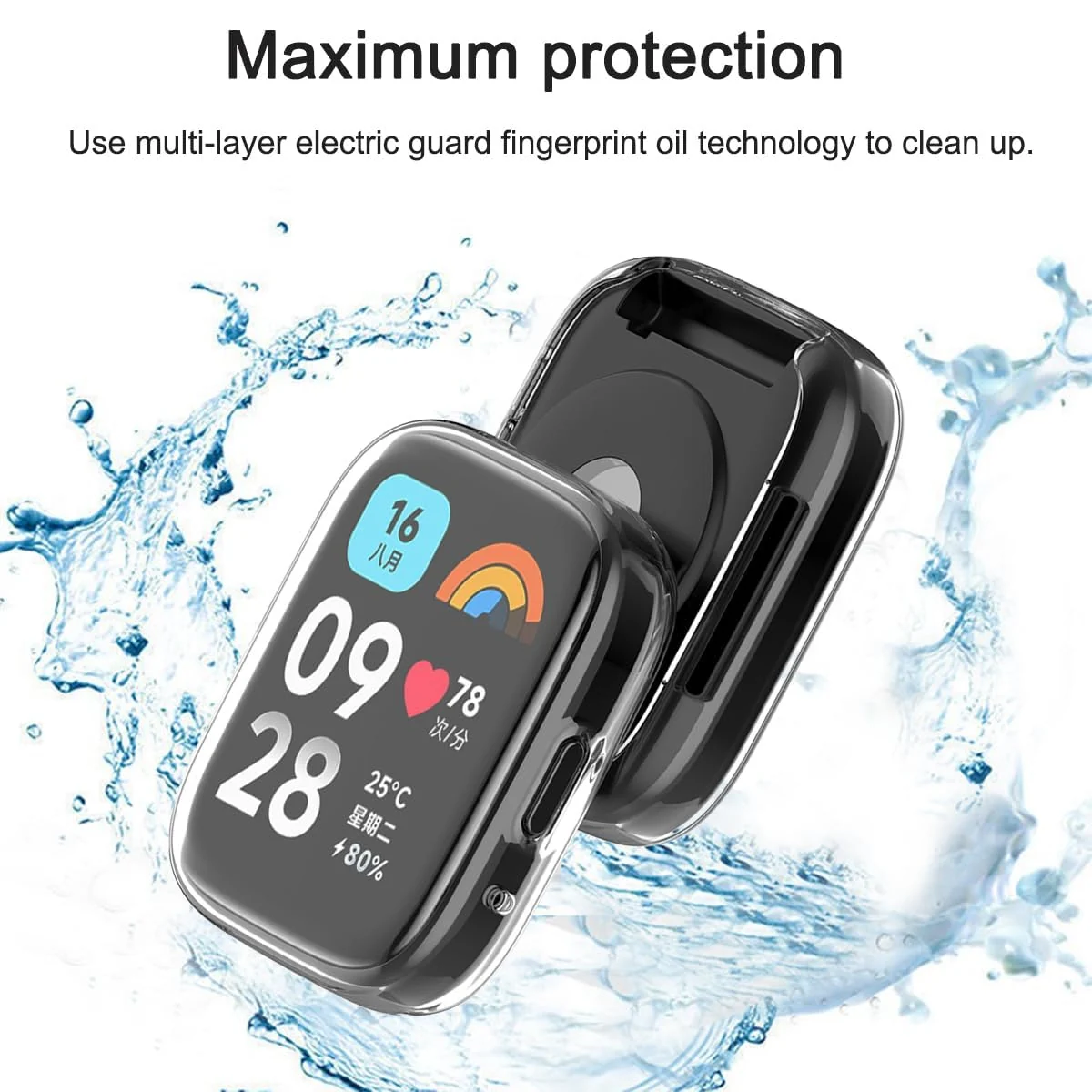 DL3 Mobilak Case for Xiaomi Redmi Watch 3 Lite/Active With Built-in Screen Protector, All-Around Soft TPU Shockproof Cover, Slim Guard Thin Bumper Shell Protector - Clear