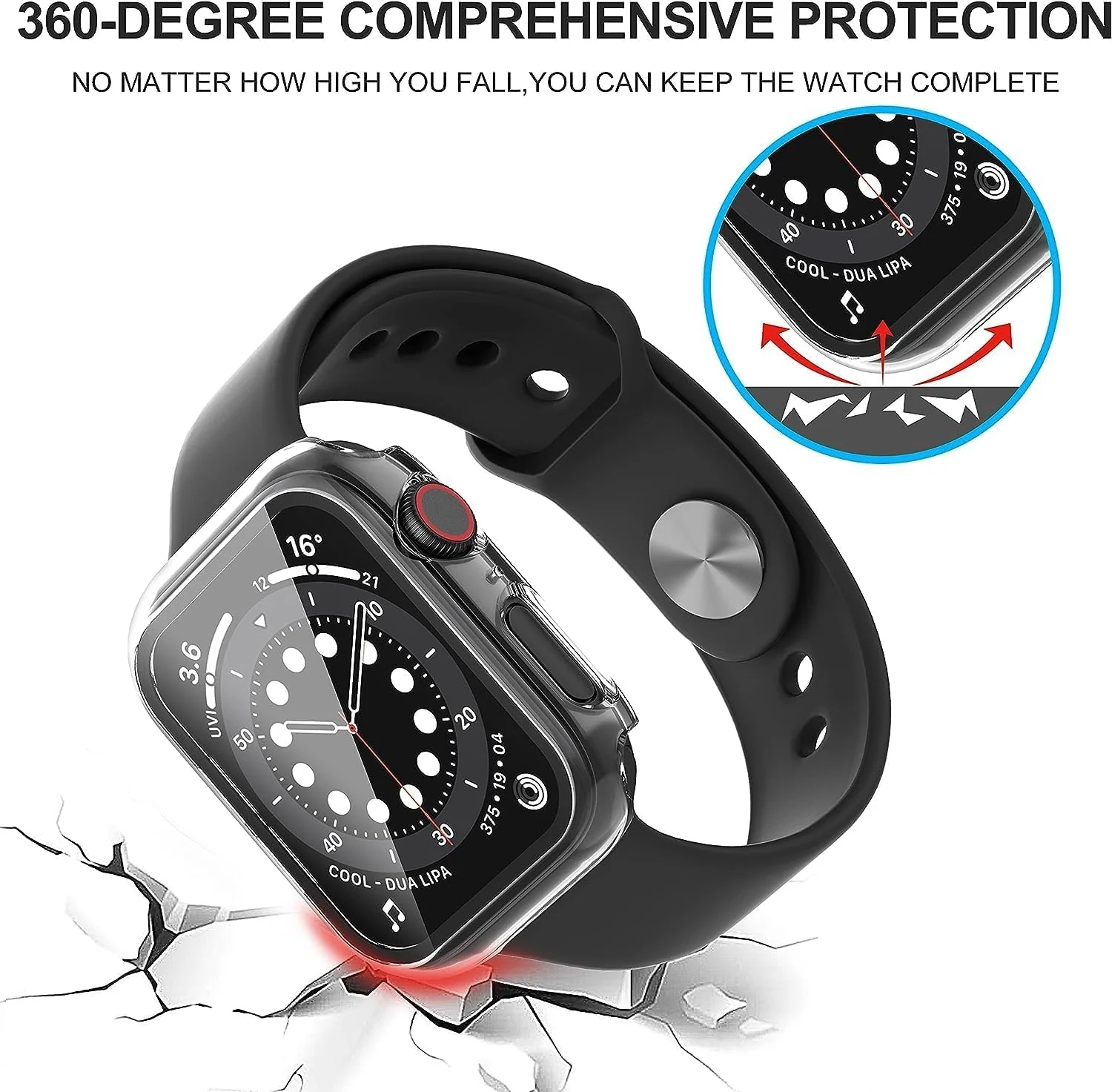 DL3 Mobilak Hard Case Designed for Apple Watch 42mm Series 3/2/1, Built-in 9H [HD Clear] Tempered Glass Screen Protector, [Full Protection] Slim Cover for iWatch 42mm Series 3/2/1 - Black