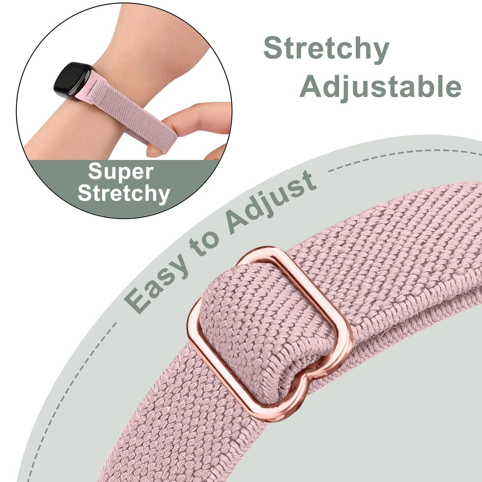 DL3 Mobilak Strap for Xiaomi Mi Band 10 / Xiaomi Mi Band 9 / Xiaomi Mi Band 8, Elastic Nylon Straps, Adjustable Breathable Replacement Bracelet for Xiaomi Smart Band 8/9/10 for Women Men - Pink