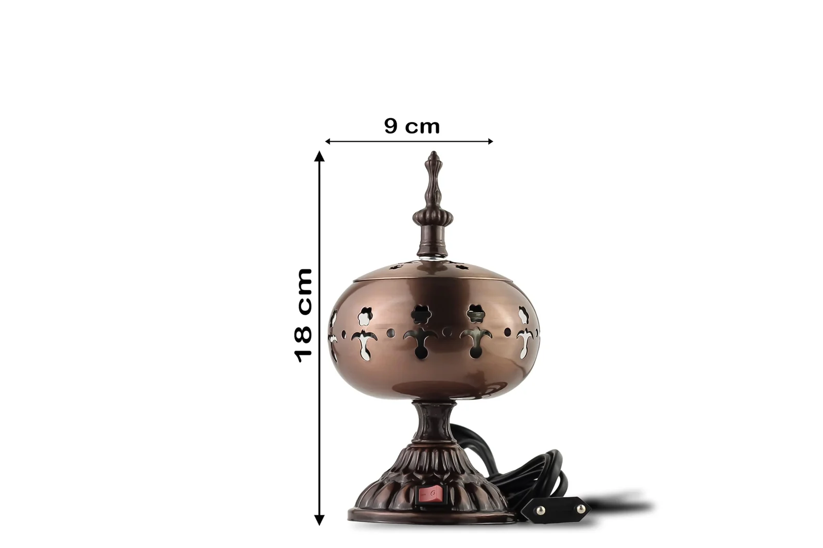 Mobigon Arabian Electric Incense Burners metal Vintage Arabic Burner, Middle Eastern Incense Holder- Electric Incense Burner Bakhoor Suitable For Arabian Oud, Home, Hotel Decor - V. Dark Brown