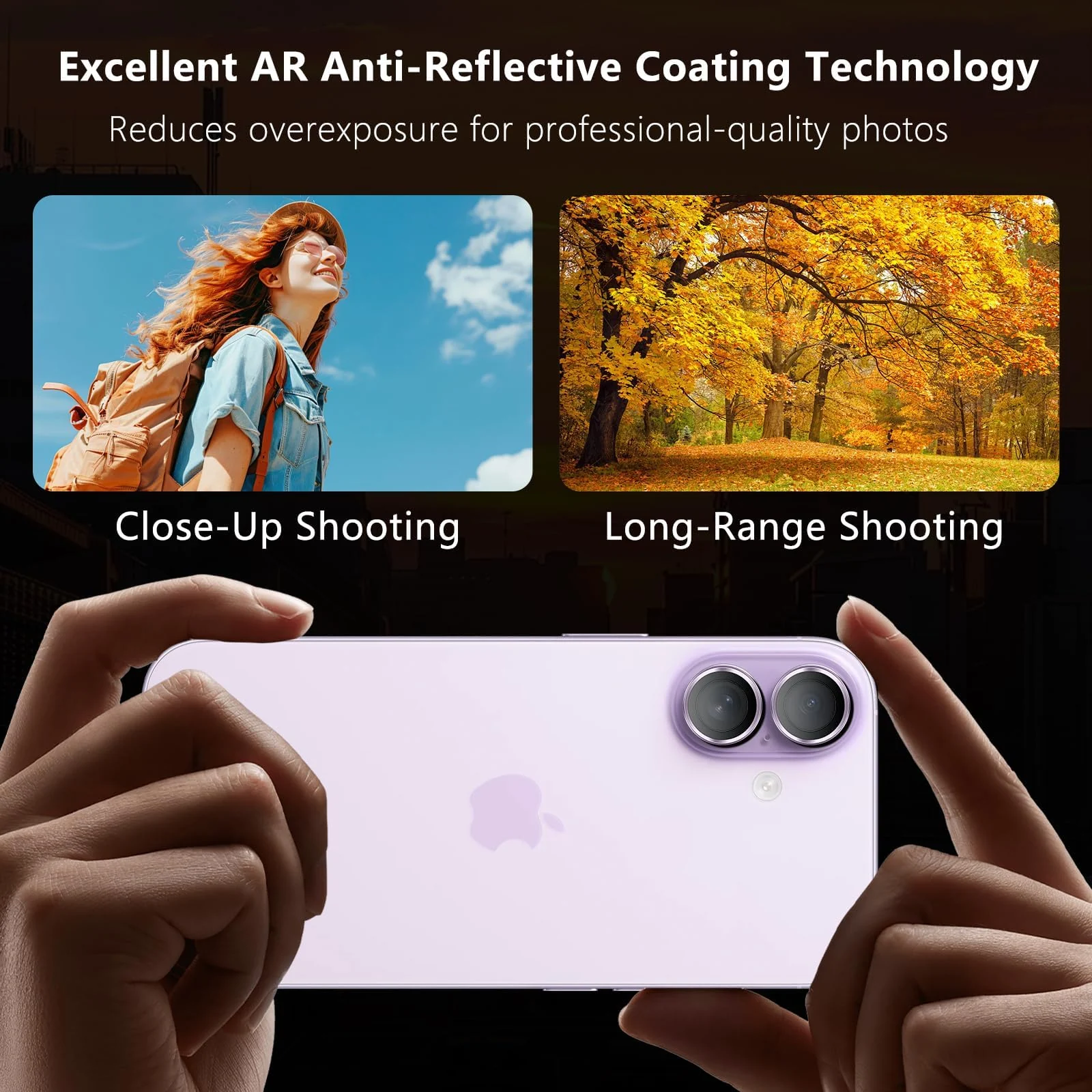 DL3 Mobilak Camera Lens Protector for iPhone 17 Accessories, 9H Tempered Glass Metal Individual Ring Camera Cover Screen Protector, Case Friendly, Anti Scratch - Lavender