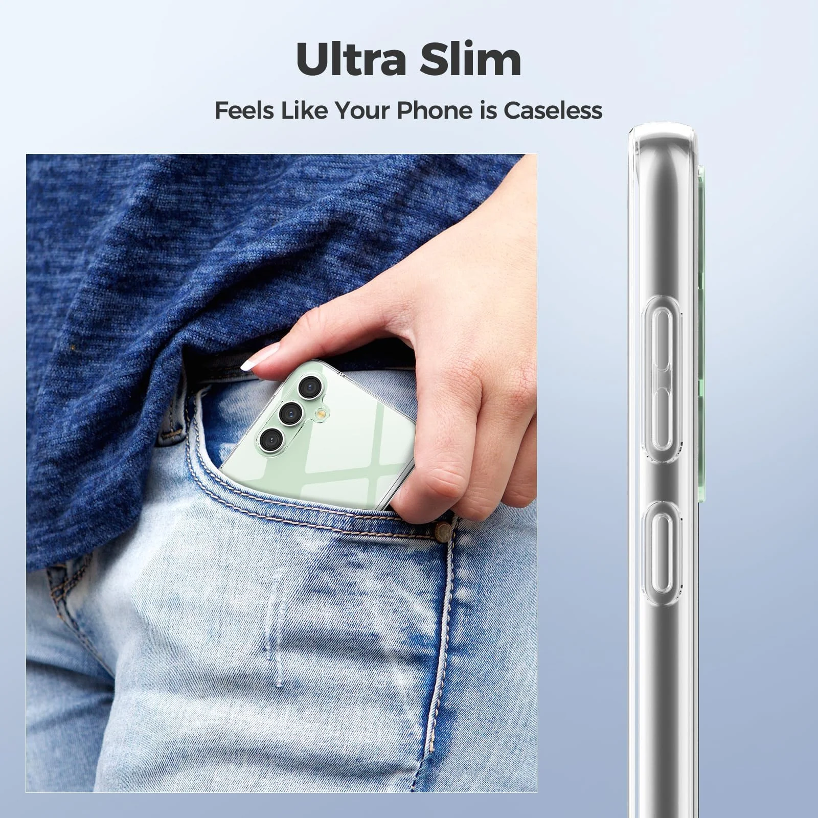 DL3 Mobilak Case Compatible with Samsung Galaxy S23 FE - Crystal Soft TPU Gel Case - Flexible Silicone Anti-Scratch Camera Protection - TPU Cover - Clear