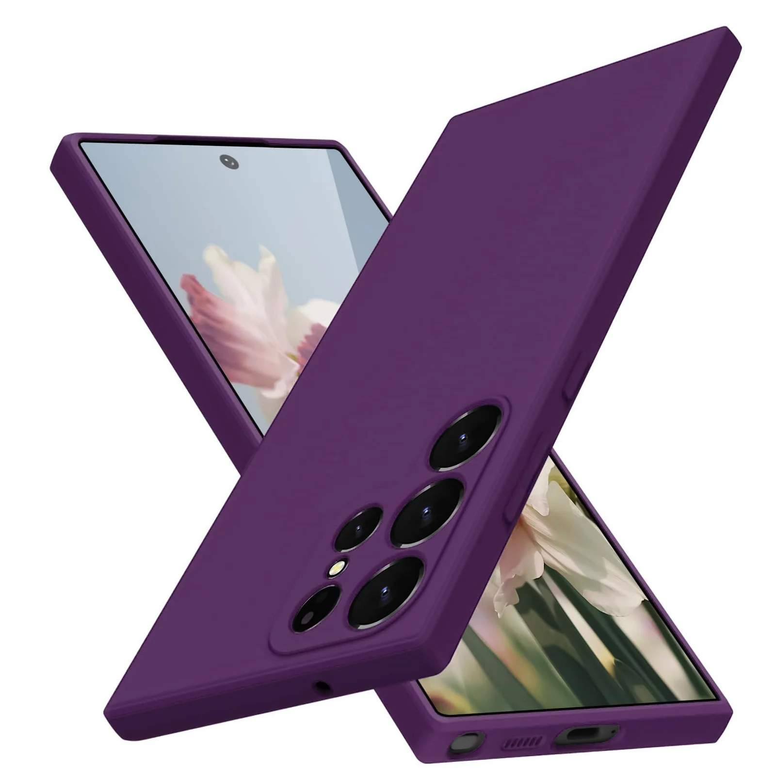 DL3 Mobilak Soft Silicone Protective Case for Samsung Galaxy S22 Ultra 5G with Microfiber Lining and Shockproof Design - Violet