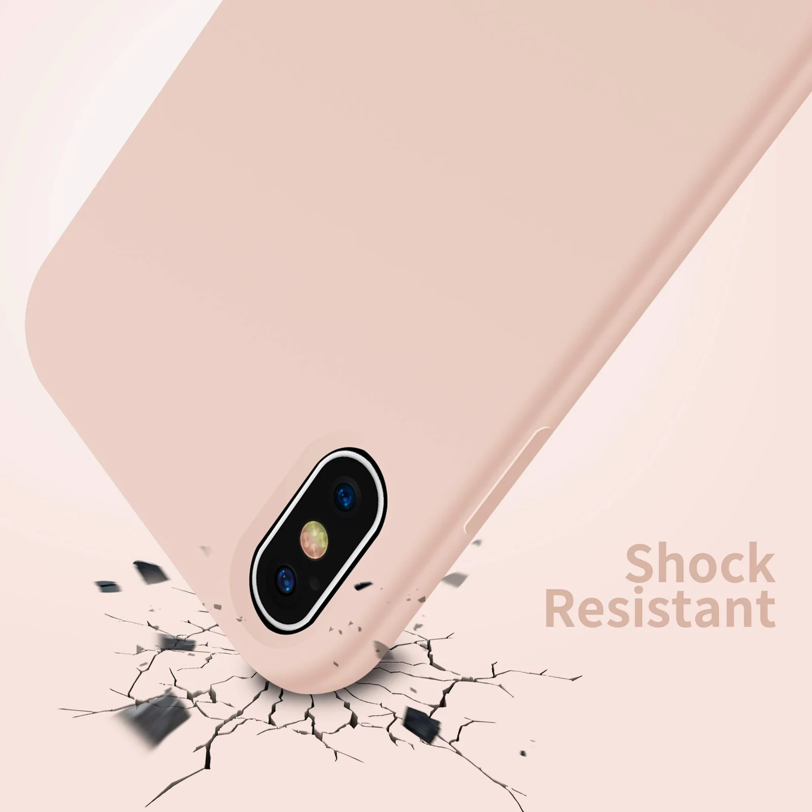 DL3 Mobilak Compatible with iPhone X/iPhone XS Case, Liquid Silicone Case, Full Body Protective Cover, Shockproof, Slim Phone Case, Anti-Scratch Soft Microfiber Lining - Pink Sand