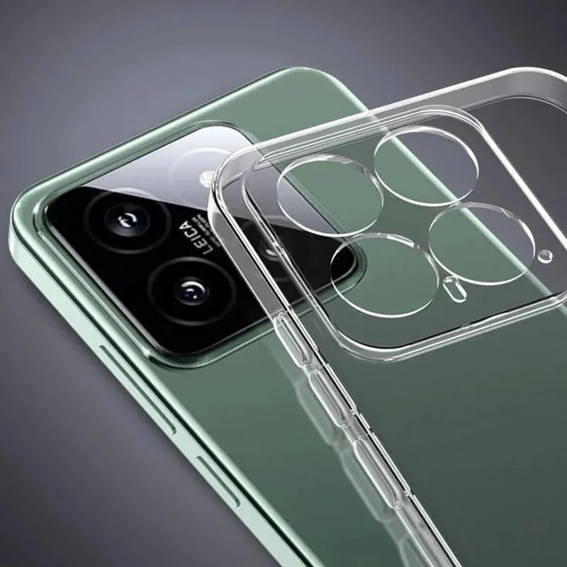 DL3 Mobilak Case Compatible with Xiaomi 14 Case Crystal Soft TPU Gel Case Flexible Silicone Anti-Scratch Camera Protection TPU Cover - Clear