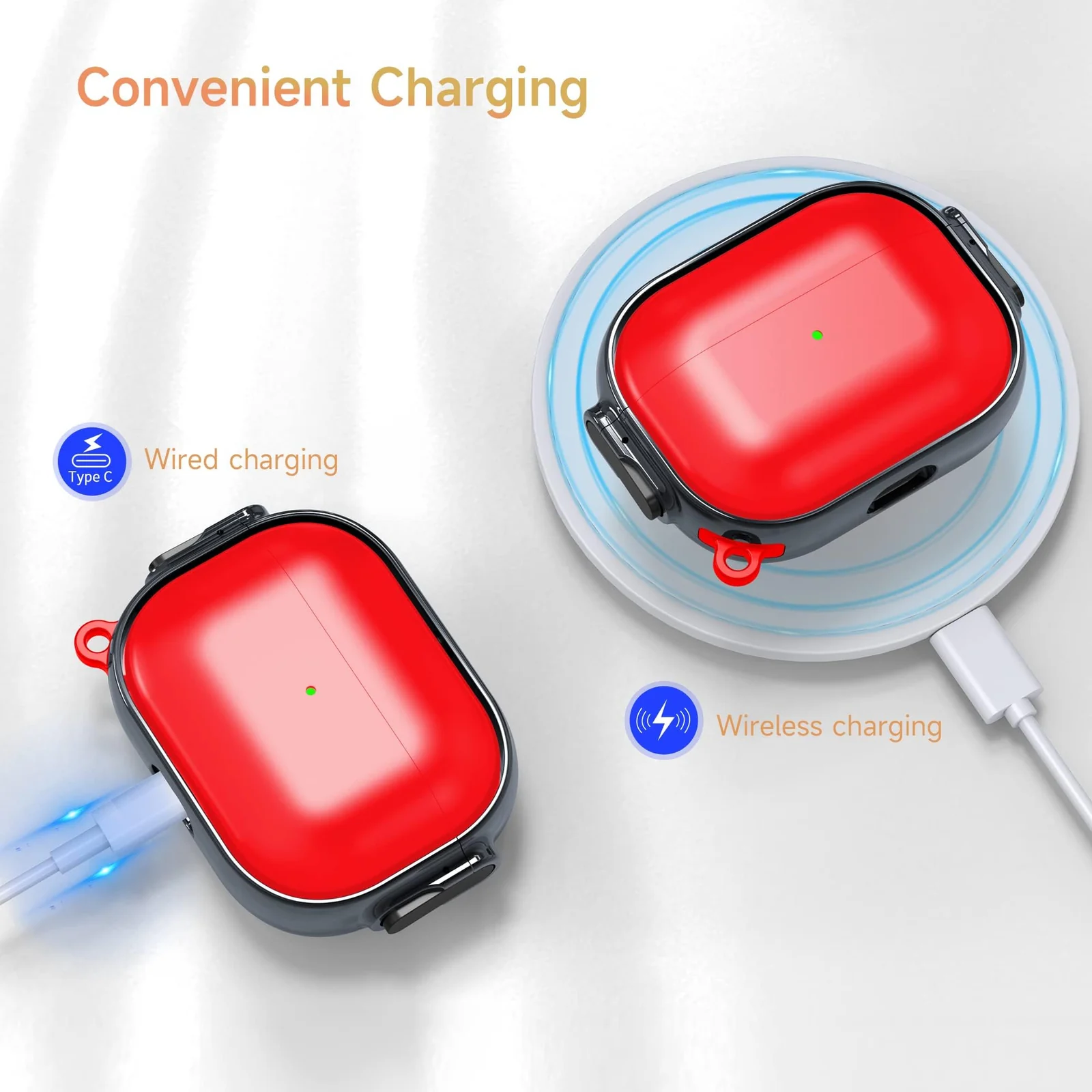 DL3 Mobilak Compatible with AirPods Pro 2 Case, Cover with Lock, Front LED Visible Dual Layer Dust Guard Shockproof Full Protective, 2022 AirPods Pro 2nd Generation Case Cover - Red