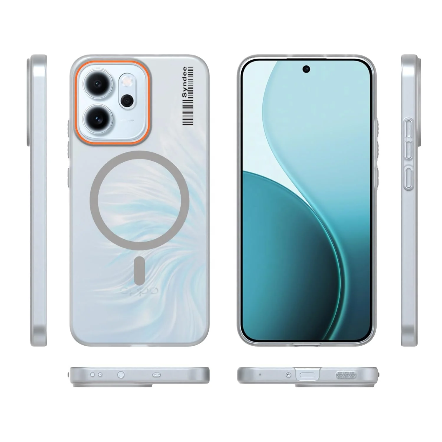 DL3 Mobilak Translucent Matte Case for OPPO Reno 14F / OPPO Reno14 FS, Compatible with MagSafe accessories, Shock-absorbing protection, Integrated ring holder - Clear