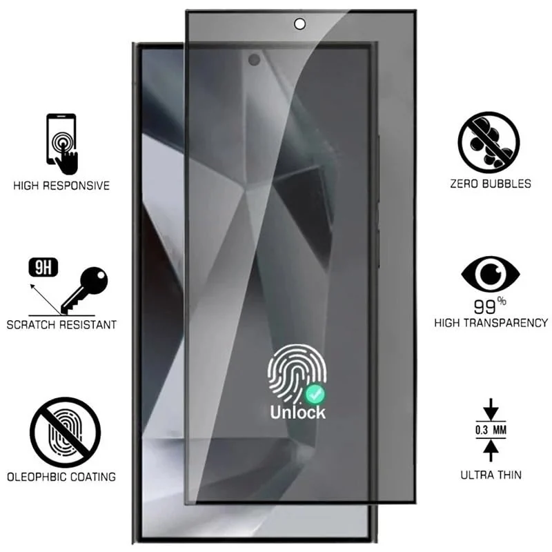 DL3 Mobilak Samsung Galaxy S25 Ultra Privacy Screen Protector, Anti-Spy 9H Hardness Tempered Glass Film [Case Friendly] [Bubble Free] - Black