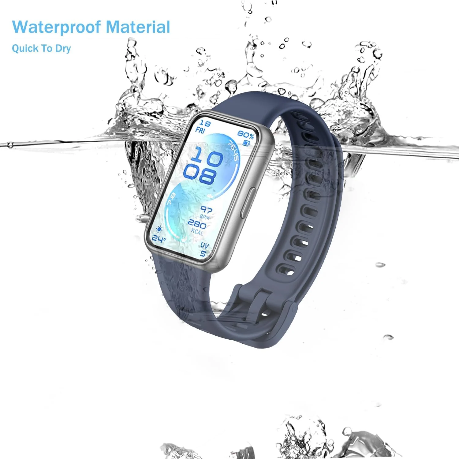 DL3 Mobilak Silicone Bracelet for Huawei Band 11/Band 11 Pro Strap, Soft Silicone Sport Band, Soft Breathable, for Huawei Band11/11 Pro Adjustable Replacement Strap - Midnight Blue