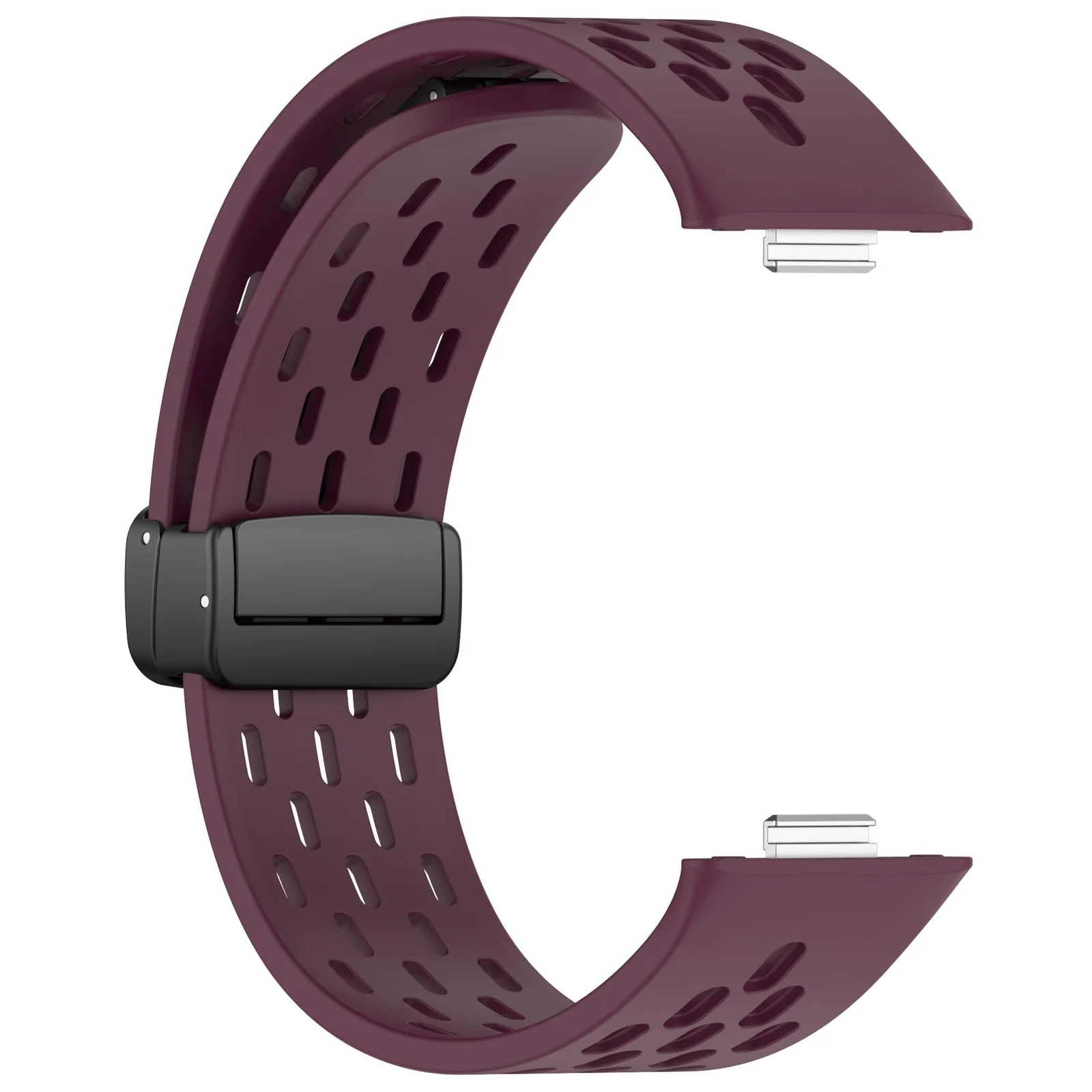 DL3 Mobilak Silicone Strap Compatible with Huawei Watch Fit 3/Fit 4/Fit 4 Pro Magnetic Metal Buckle Sport Silicone Breathable Strap for Men Women Band Quick Release Soft Replacment Wristband - Wine Red