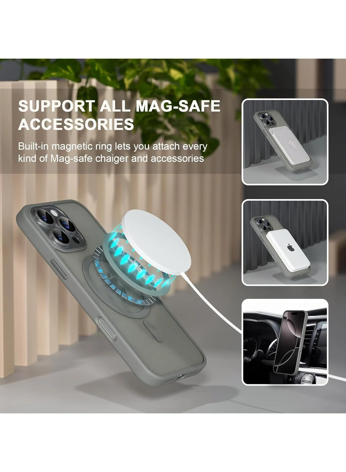 DL3 Mobilak Translucent Matte Case for iPhone 14 Pro, Compatible with MagSafe accessories, Supports wireless charging, Camera protection - Gray