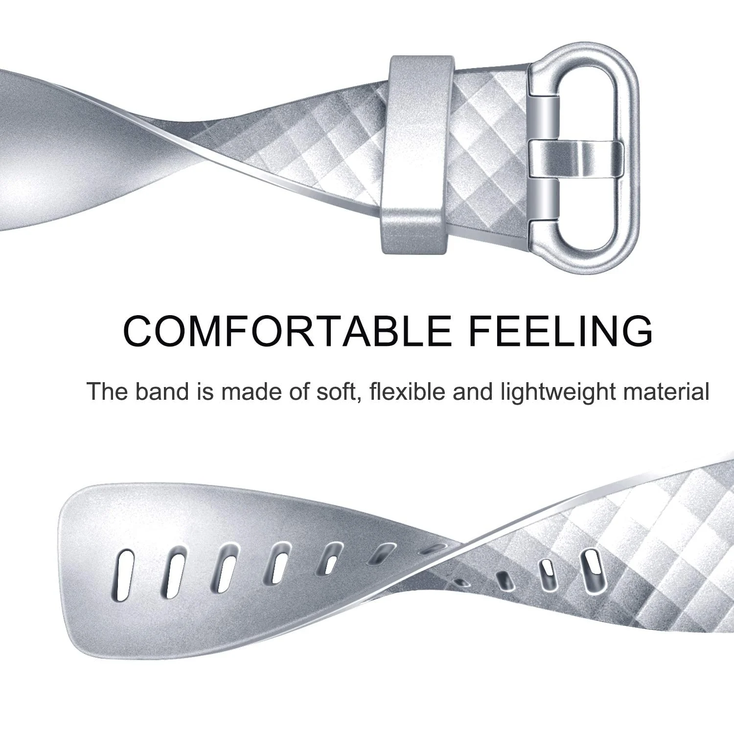 DL3 Mobilak Waterproof Bands for Fitbit Charge 4 / Fitbit Charge 3 / Charge3 SE, Replacement Wristbands for Women Men - Silver
