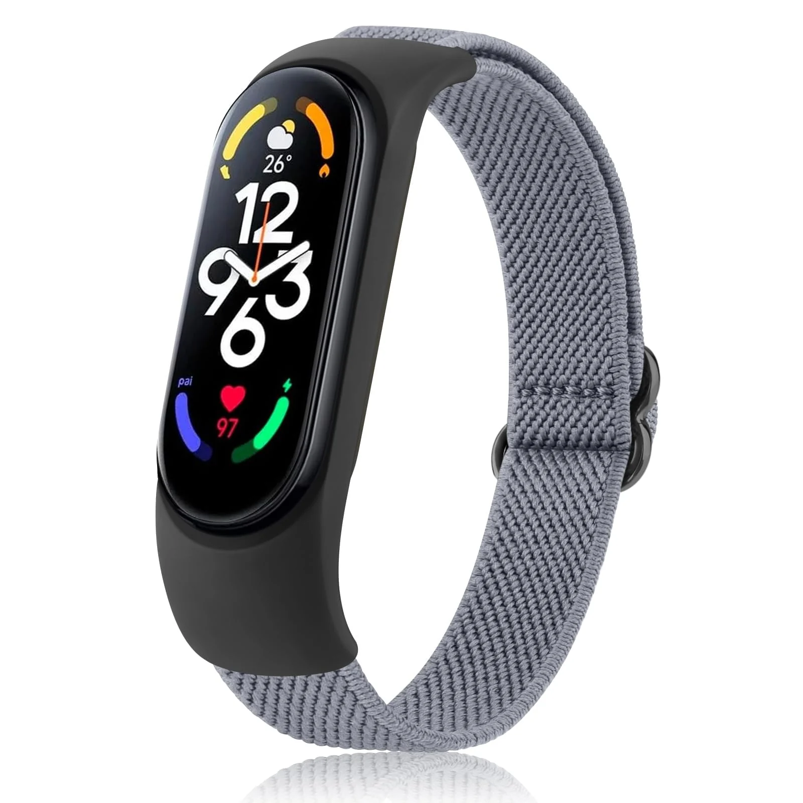 DL3 Mobilak Nylon Loop Stretchy Strap for Xiaomi Mi Band 7/Mi Band 6/Mi Band 5/Mi Band 4/Mi Band 3, Adjustable Elastic Sport Band for Mi Band 7 6 5 4 3, Strap Smart Watch Accessories (Denim) - Denim Blue