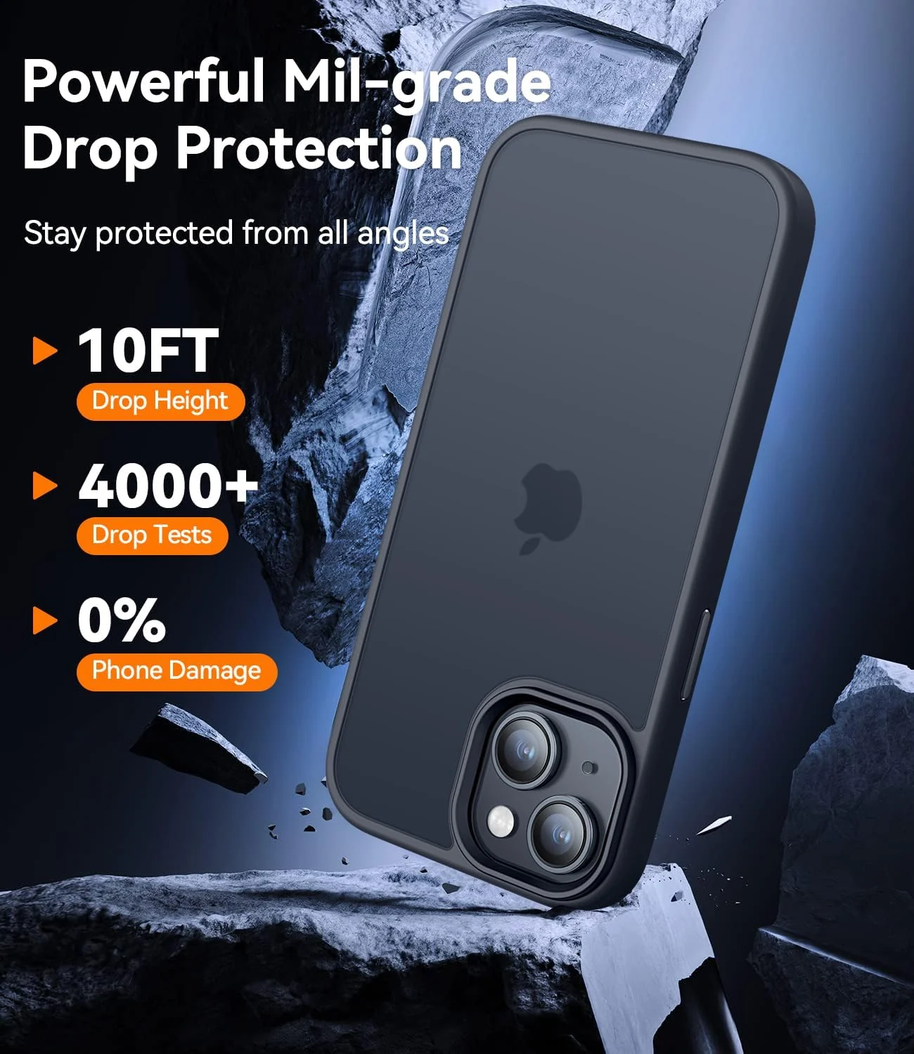 DL3 Mobilak Matte Protective Case for iPhone 13 / iPhone 14 with Camera Protection and Shockproof Design - Black