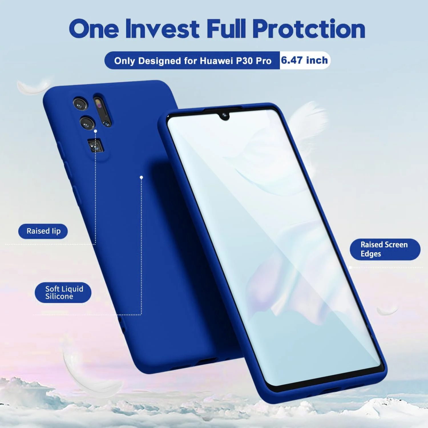 DL3 Mobilak Soft Silicone Protective Case for Huawei P30 Pro with Microfiber Lining and Shockproof Design - Pepsi