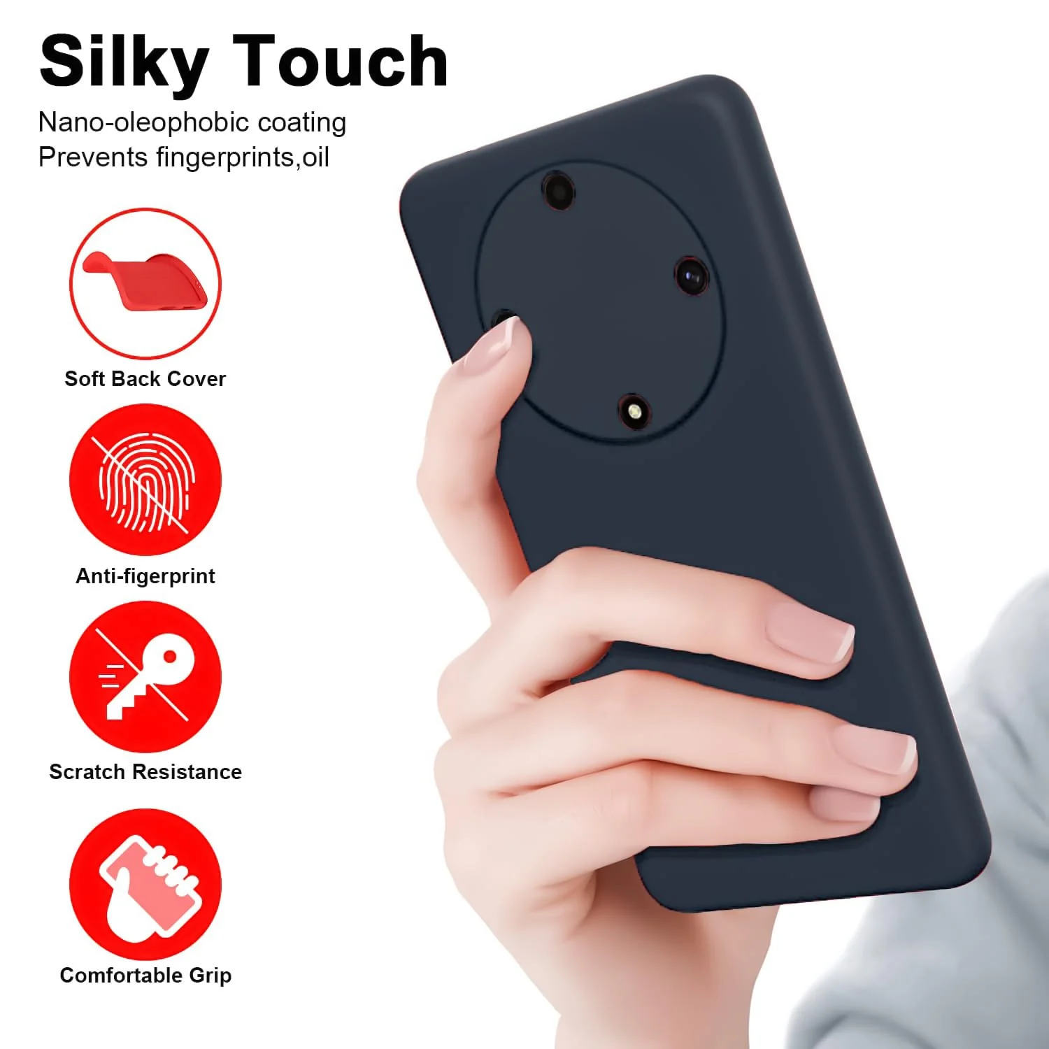 DL3 Mobilak Silicone Protective Case for Honor X9b, Shock-absorbing protection, Scratch-resistant surface, Soft microfiber lining - MidNight Blue