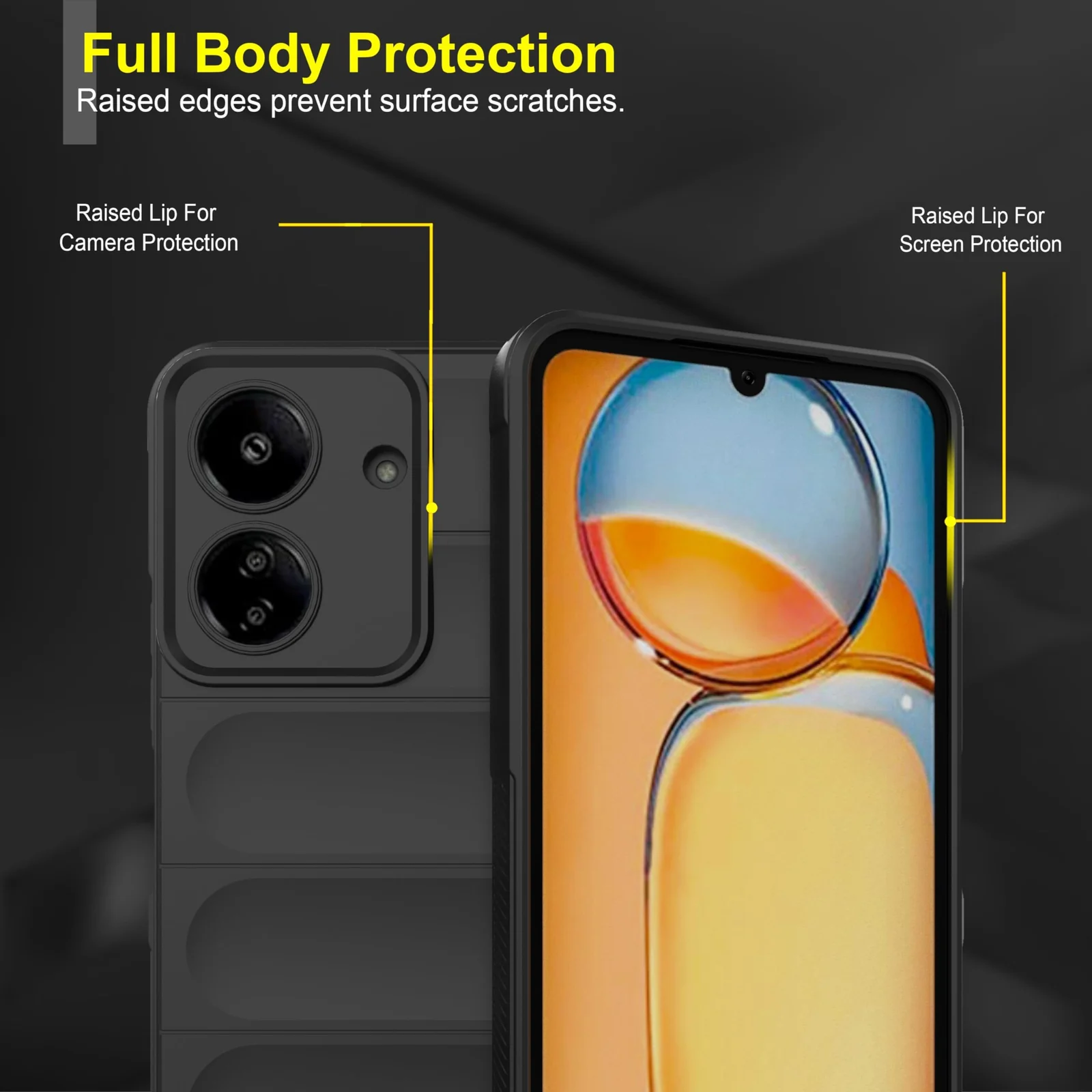 DL3 Mobilak Rugged Protective Case for Xiaomi Redmi 13C 4G, Camera protection, Shock-absorbing protection, Non-slip grip - Black