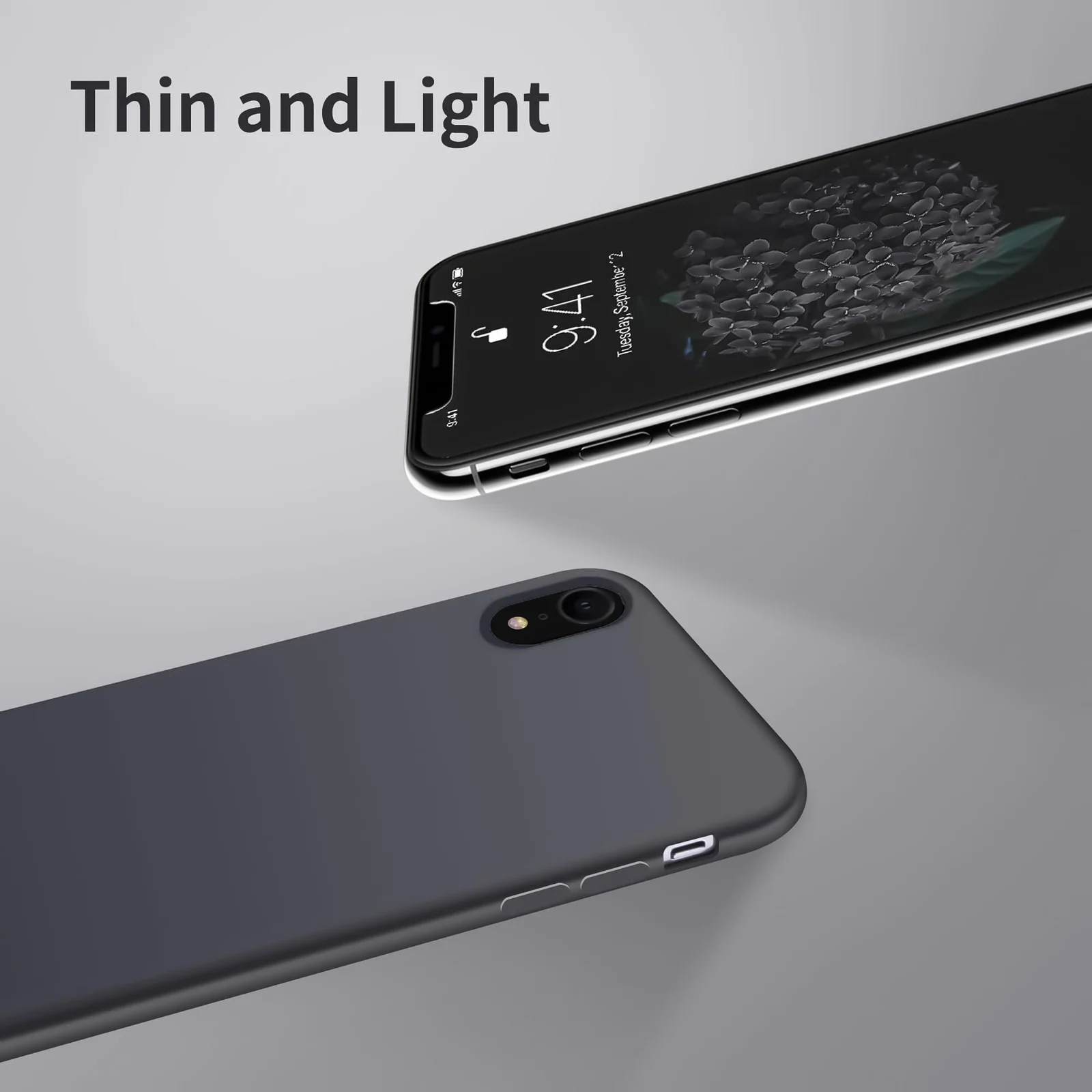 DL3 Mobilak Liquid Silicone Case for iPhone XR, Shock-absorbing protection, Scratch-resistant surface, Soft microfiber lining - Deep Gray