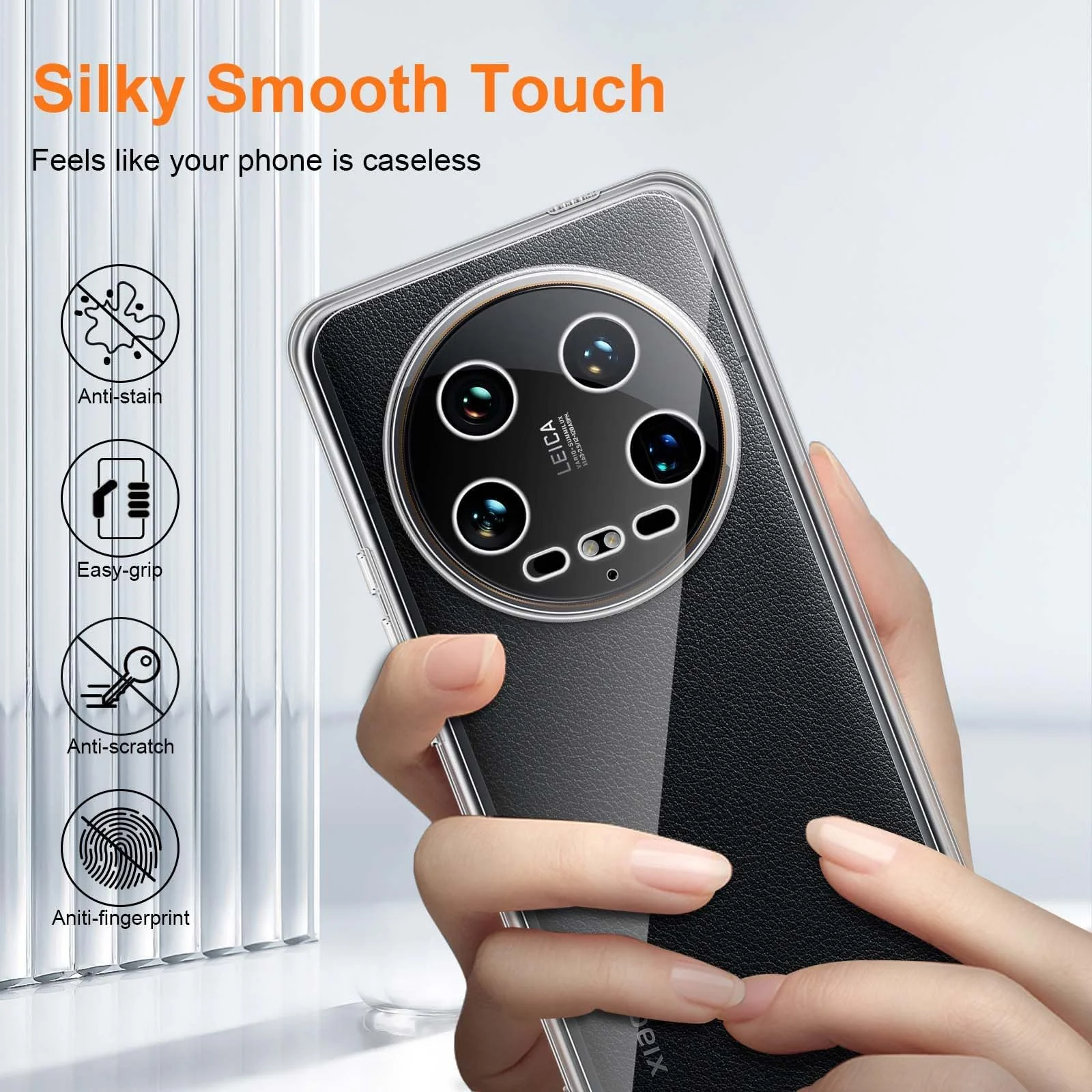 DL3 Mobilak Case Compatible with Xiaomi 14 Ultra Case Crystal Soft TPU Gel Case Flexible Silicone Anti-Scratch Camera Protection TPU Cover - Clear