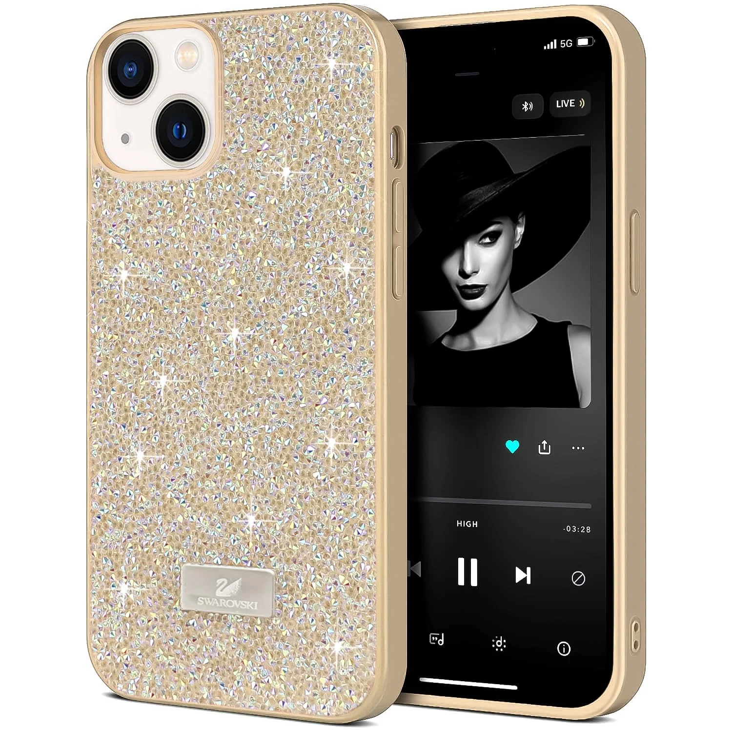 DL3 Mobilak Glitter Rhinestone Protective Case for iPhone 13 / iPhone 14 with Shockproof Design