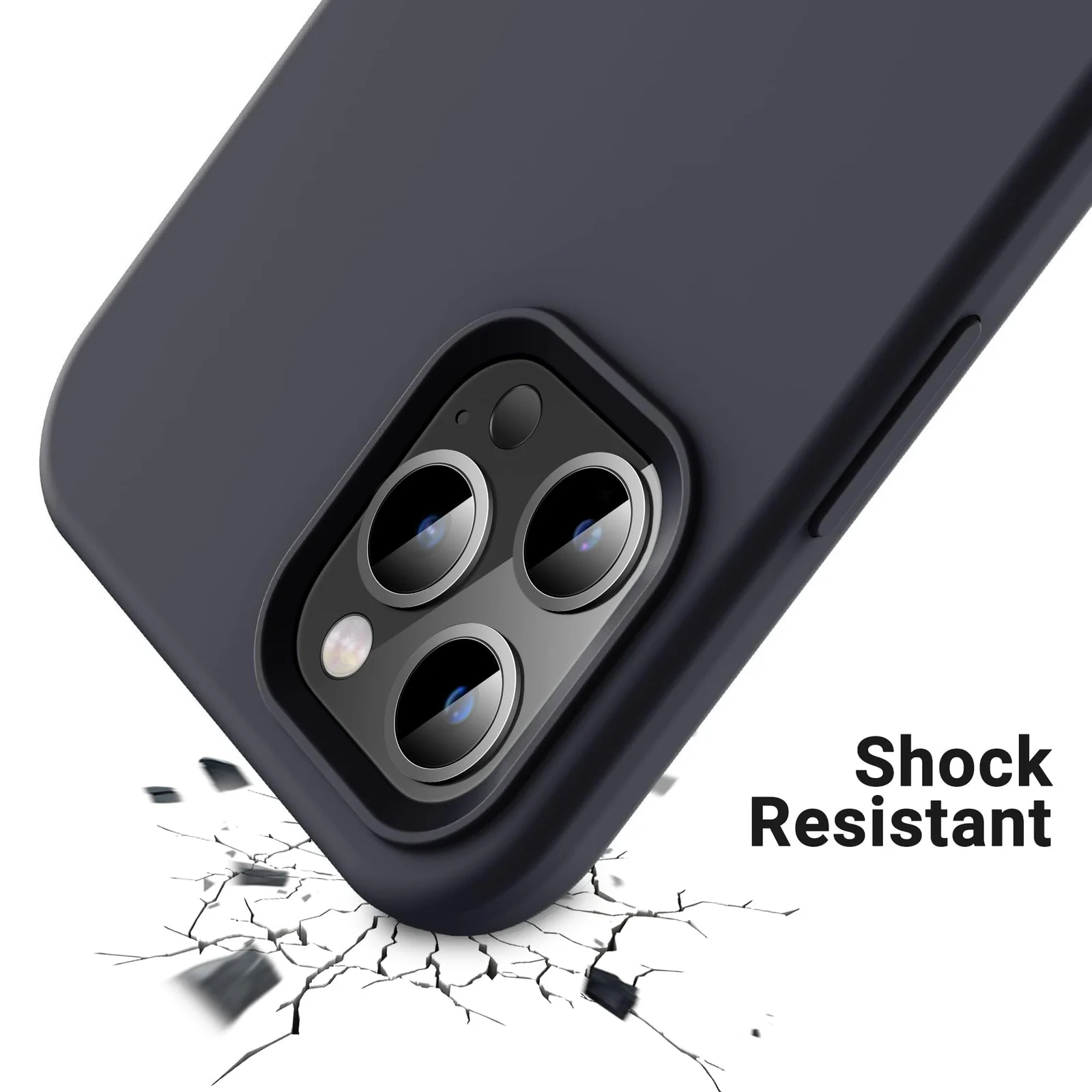 DL3 Mobilak Liquid Silicone Case for iPhone 15 Pro Max, Supports wireless charging, Shock-absorbing protection, Scratch-resistant surface - Deep Gray