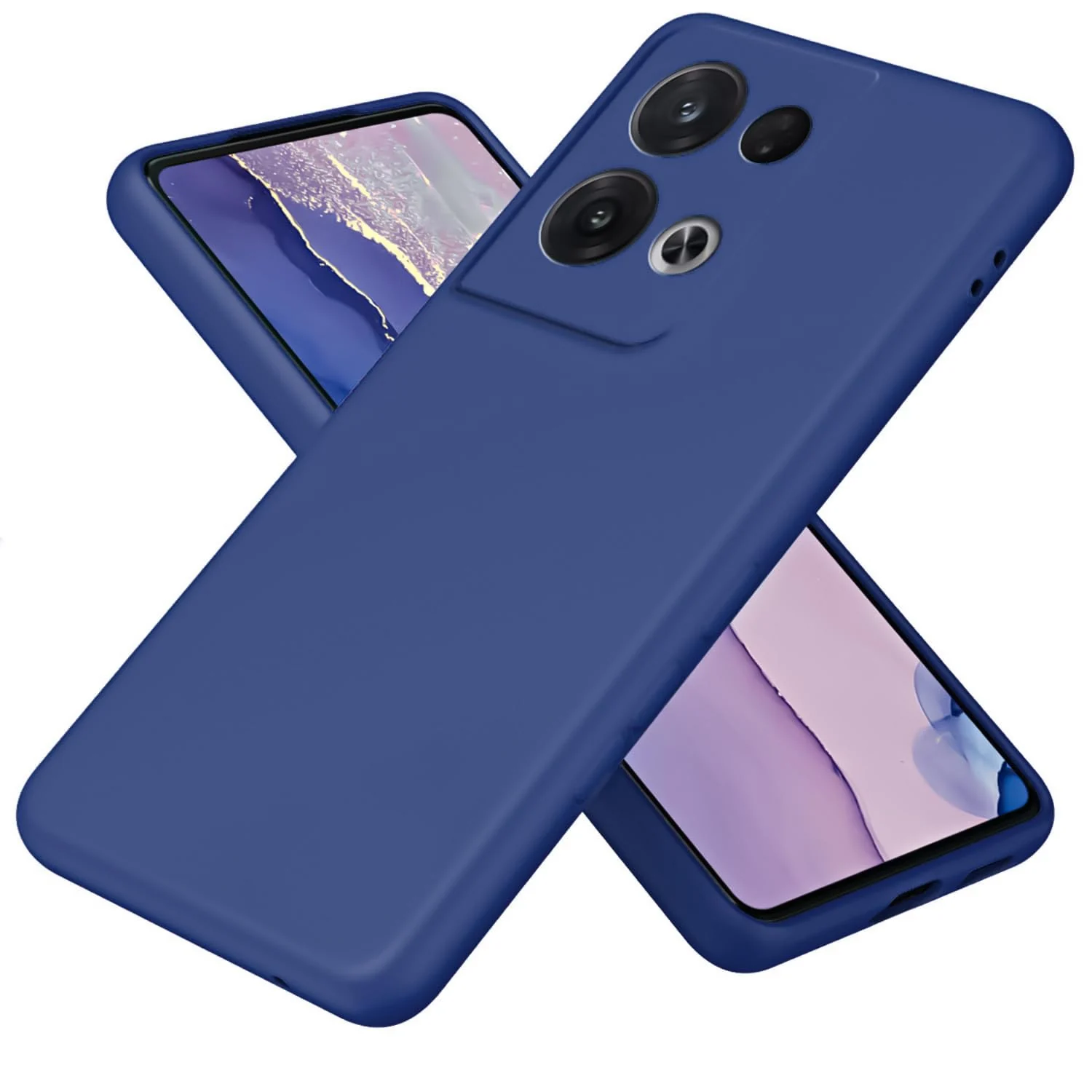 DL3 Mobilak OPPO Reno 8 5G Case, Soft Flexible Liquid Silicone Gel Rubber Bumper Cover, Full Body Shockproof Protective Phone Case - Blue 1