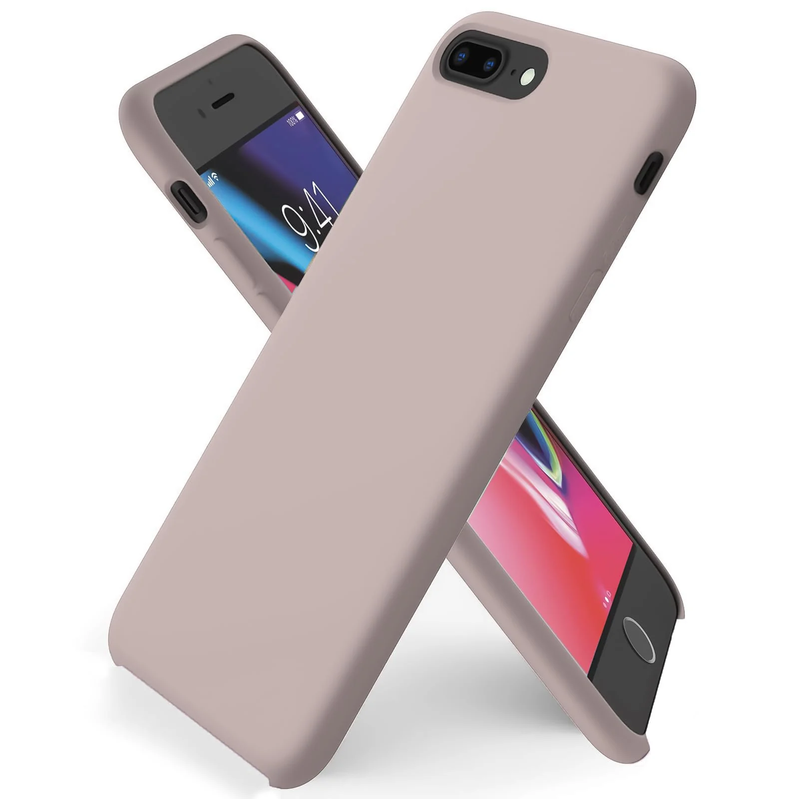 DL3 Mobilak Liquid Silicone Protective Case for iPhone 7 Plus / iPhone 8 Plus with Camera Protection and Microfiber Lining - Chalk Pink