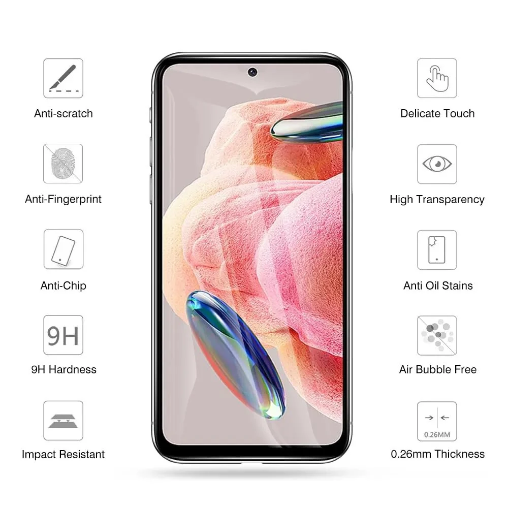 DL3 Mobilak 5D Full Glass Screen Protector For Xiaomi Redmi Note 12 4G / 5G 5D Black Frame - Clear