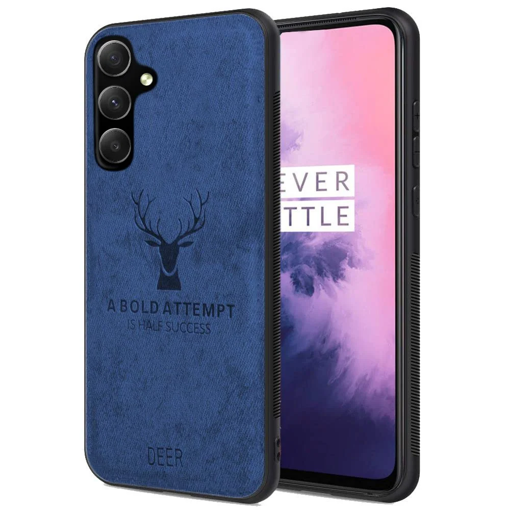 Dl3 Mobilak Case For Samsung Galaxy A14 4G / 5G Luxury Soft Texture Deer Patterned TPU Leather Protective, Dirt-Resistant, Anti-Shock, Anti-Fingerprint, Cover Full Body Protective (Brown)