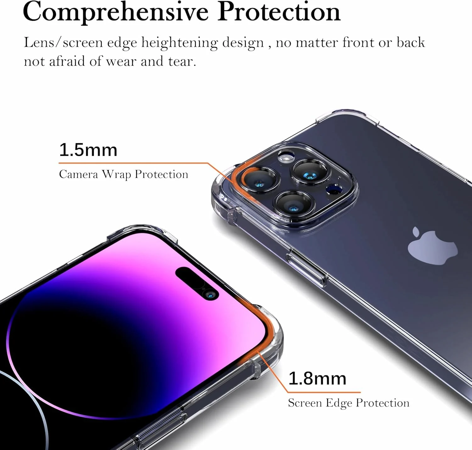 DL3 Mobilak Case Compatible with iPhone 12 Pro Max 6.7, Cover Silicone Transparent TPU Gorilla Anti-shock Shockproof Corners - Clear