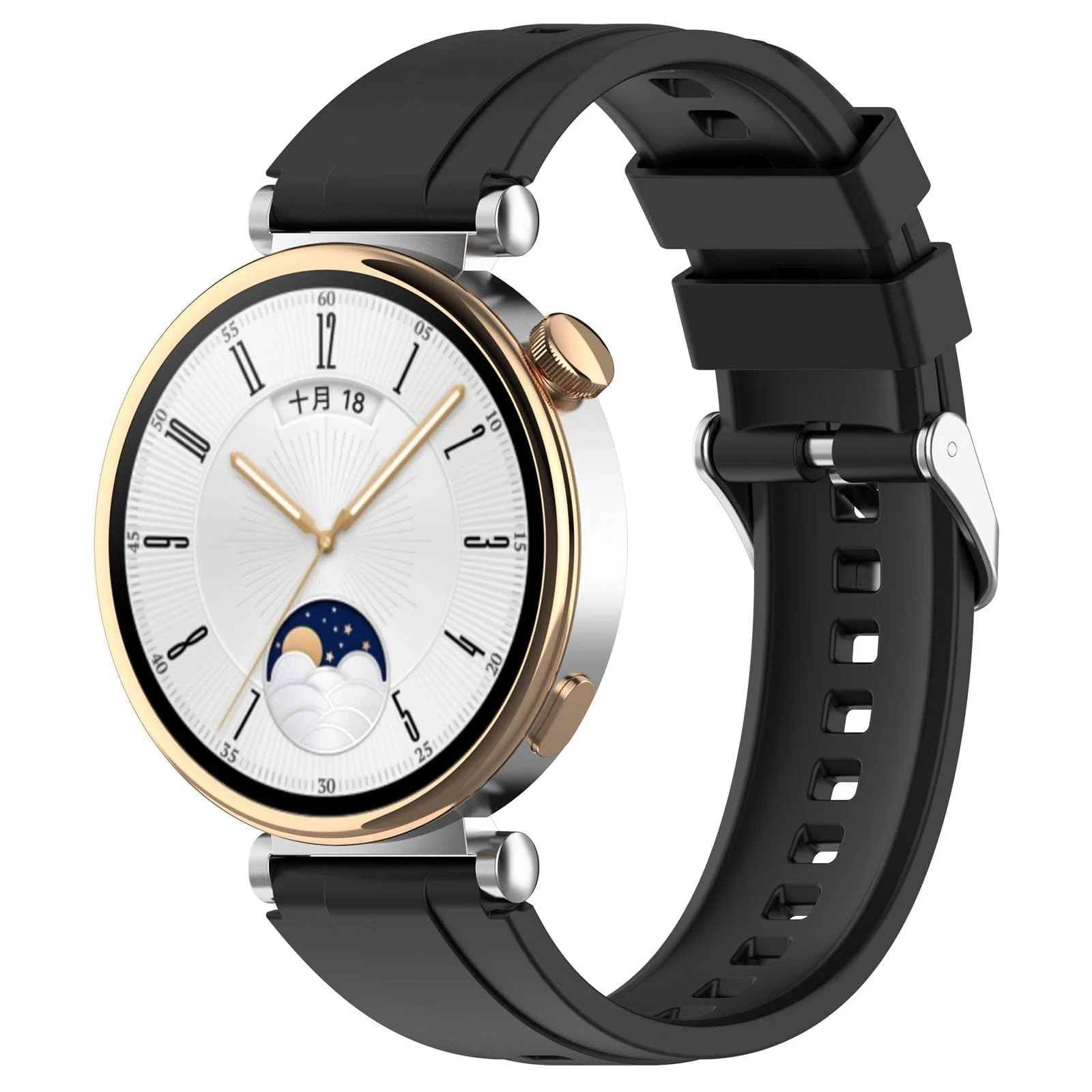 DL3 Mobilak Strap Compatible with Huawei Watch GT5 Pro 42mm / GT5 41mm / GT4 41mm / Garmin Venu 3S / Forerunner 265S / Fossil Women's Gen 6, 18mm Soft Silicone Replacement Bands - Black
