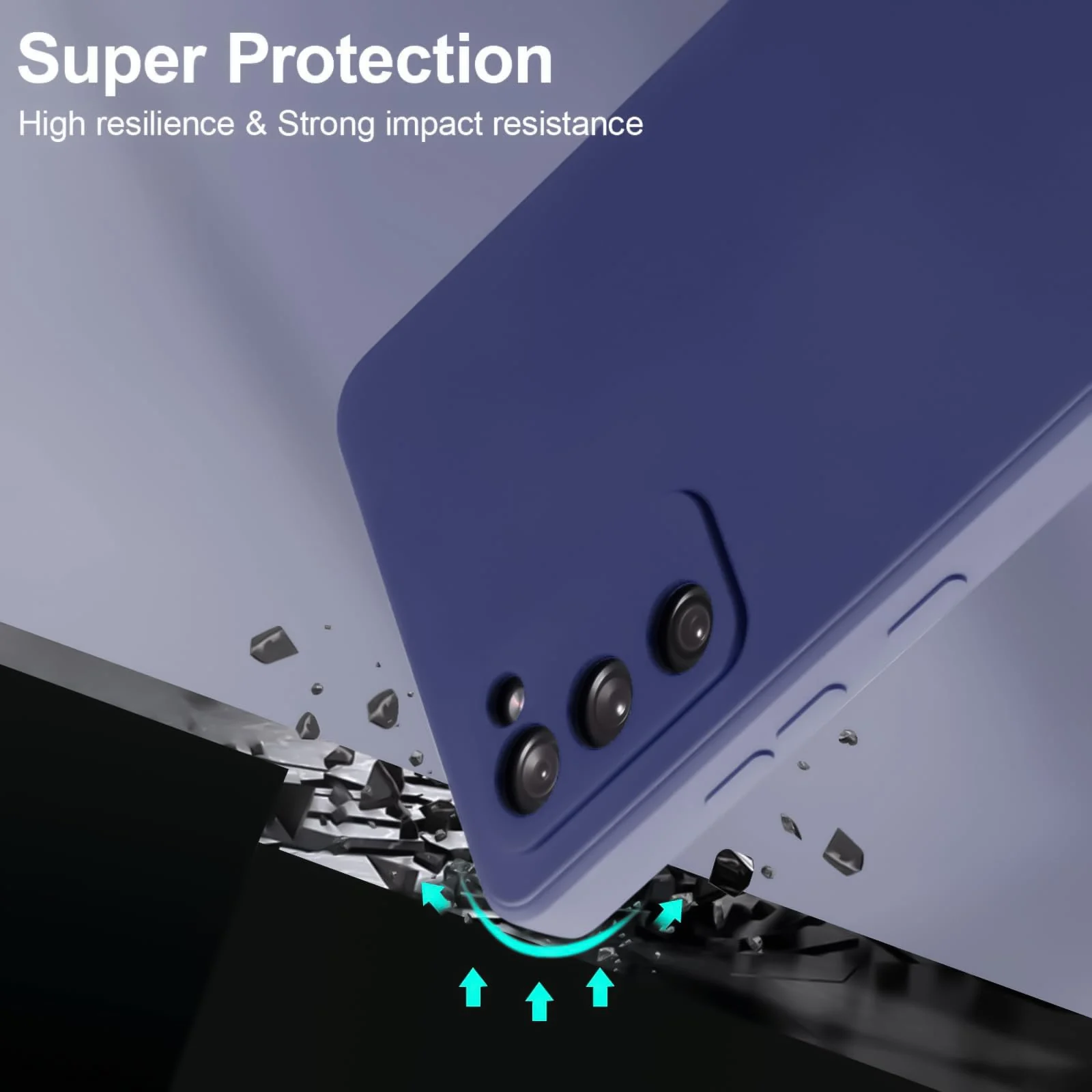 DL3 Mobilak Liquid Silicone Protective Case with Soft Microfiber Lining with Full Camera Protection for Samsung Galaxy S20 FE - Blue 2