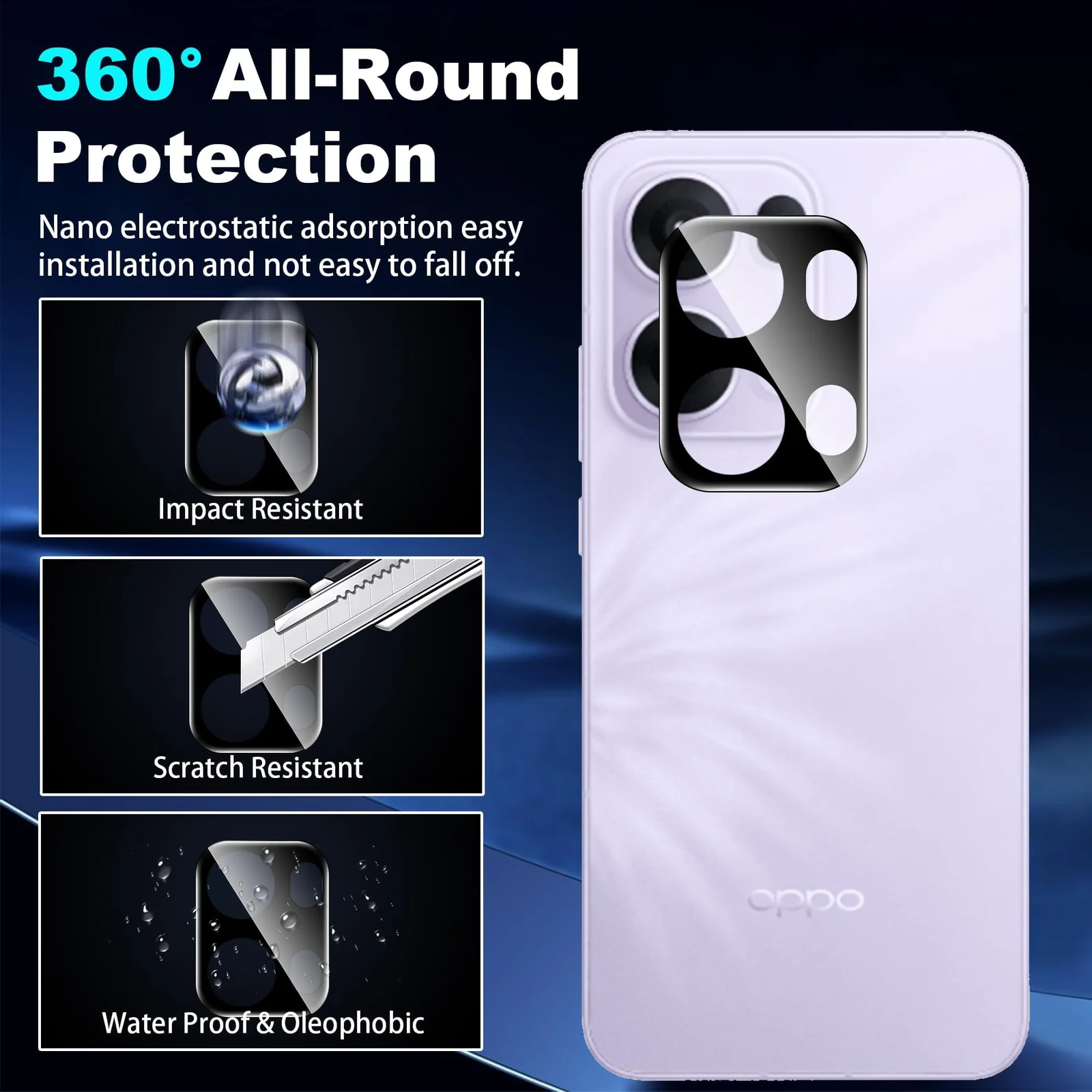 DL3 Mobilak OPPO Reno 13 Pro 5G / Reno13 Pro 5G Camera Lens Protector Tempered Glass Screen Protector HD [Full Coverage][Anti-Scratch] Drop Protection Ultra Clear/Thin Lens Protector Case - Black
