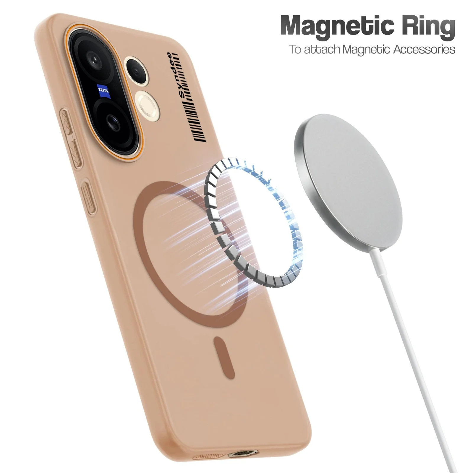 DL3 Mobilak Case Back Cover for Vivo V60 Lite 5G/4G Case, Sleek Frosted Translucent Back Only Compatible with Wireless Magnetic Accessories | Anti-Scratch Shockproof Phone Case - Brown