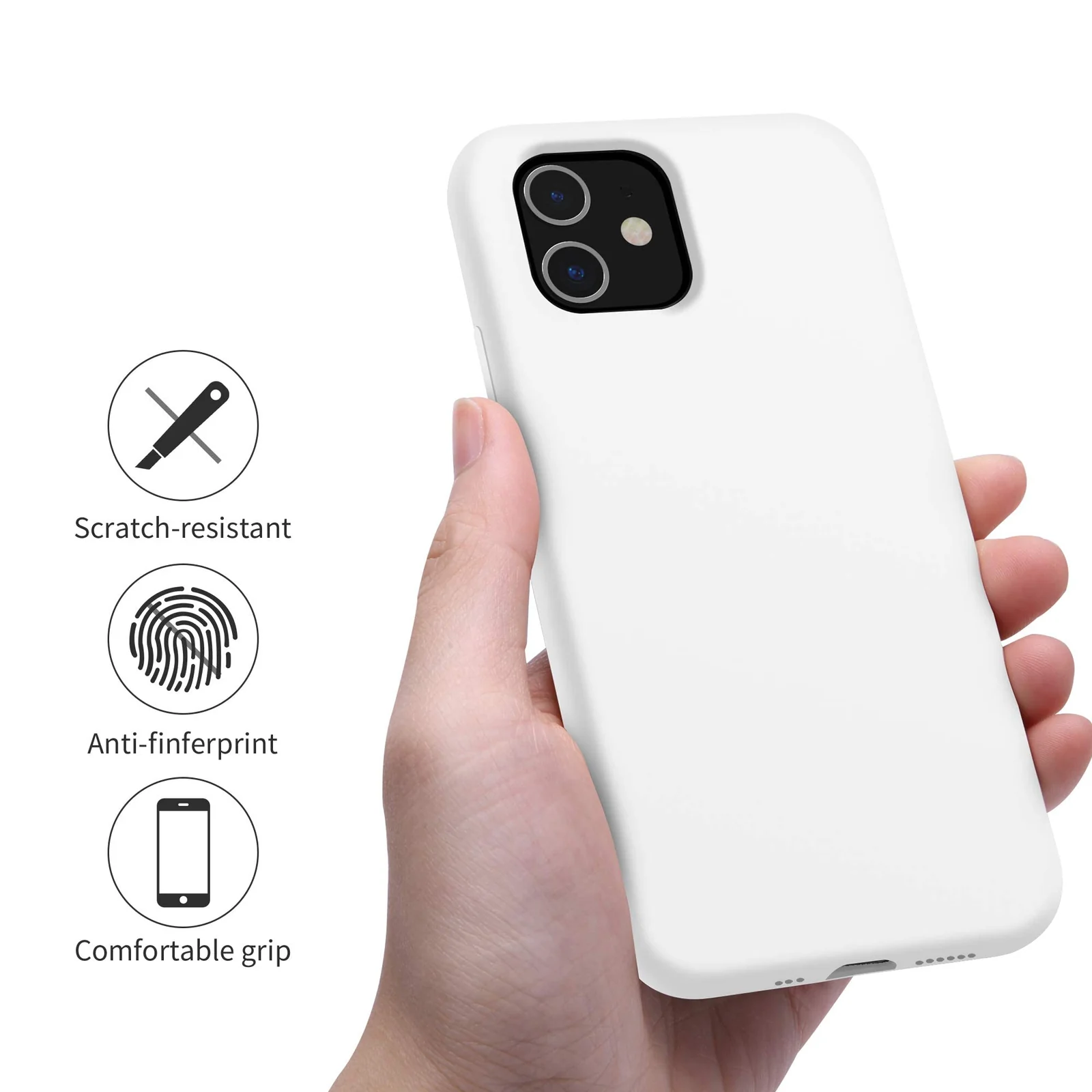 DL3 Mobilak Compatible with iPhone 11 (6.1 Inch) Case, Liquid Silicone Case, Full Body Protective Cover, Shockproof, Slim Phone Case, Anti-Scratch Soft Microfiber Lining - White
