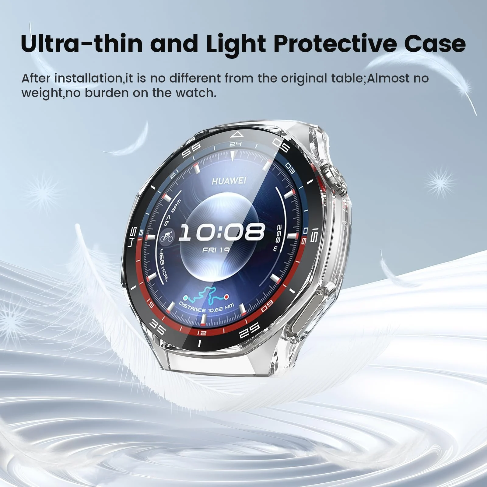 DL3 Mobilak Protective Case for Huawei Watch GT 6 Pro 46mm, Hard PC Bumper Cover with Built-in Tempered Glass Screen Protector Shell Cover Full Coverage with Scale for GT6 Pro 46 mm - Silver
