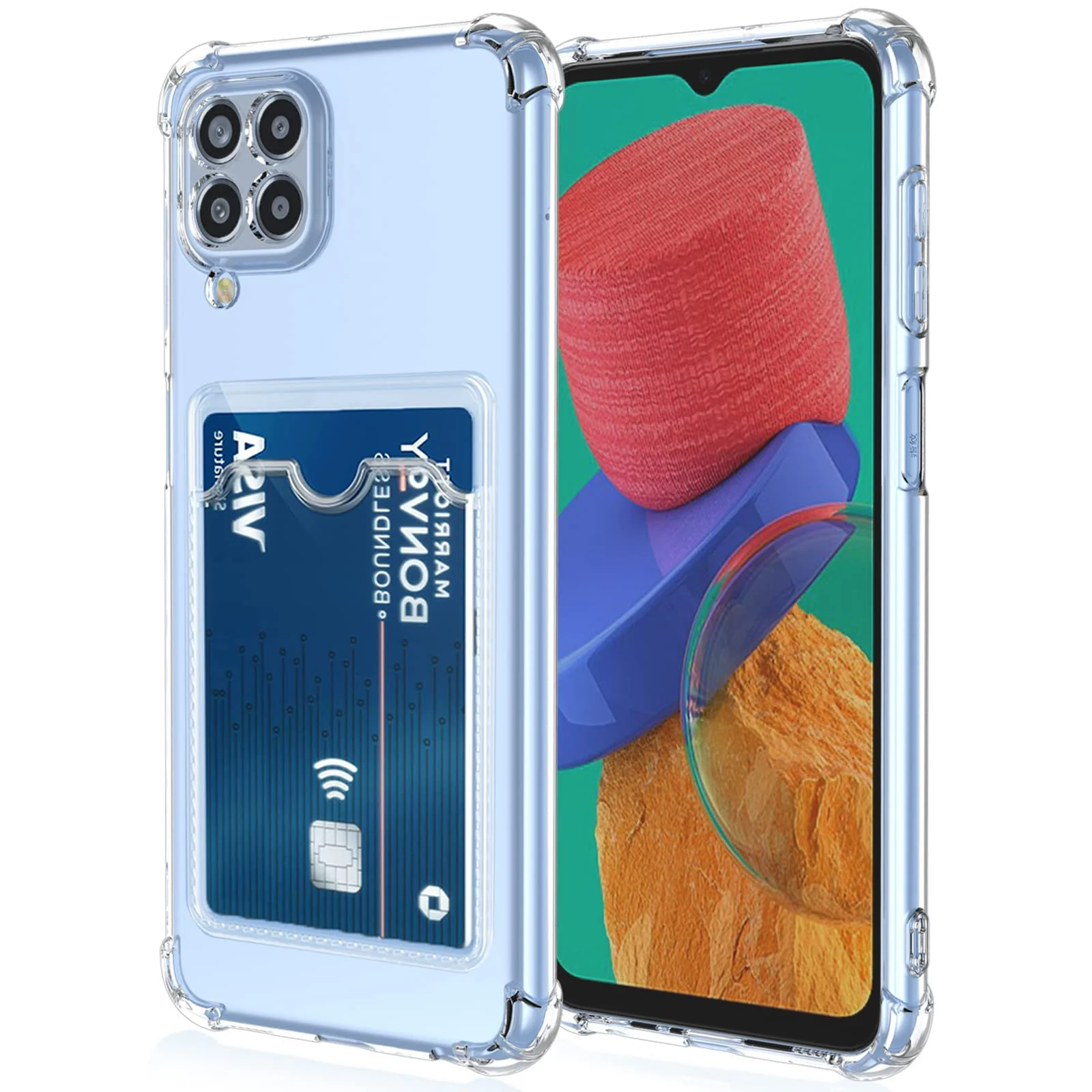 DL3 Mobilak Clear TPU Wallet Case with Card Slot and Camera Protection for Samsung Galaxy A12 / M12 - Transparent