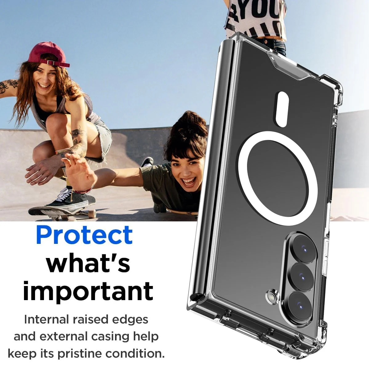 DL3 Mobilak for Case for Samsung Galaxy Z Fold 6 (2024), Magnetic Case for MagSafe, Anti Yellowing Hard PC Back Slim Shockproof Anti-Scratch Phone Case Cover for Samsung Z Fold 6 - Clear
