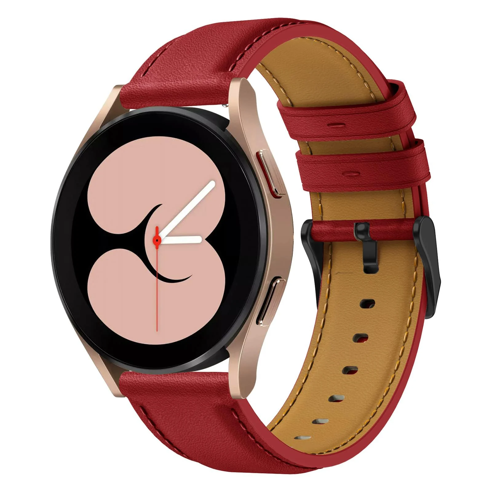 DL3 Mobilak Leather Band 20MM Strap For Samsung Gear Sport/Watch 4/Watch 5/5 Pro /S2 classic/active 2 40mm 44mm/Amazfit GTS 3/ GTS 4/4 Mini/Bip 3/Pro/GTS 2 mini/GTS 2e/Bip U/UPro - Red