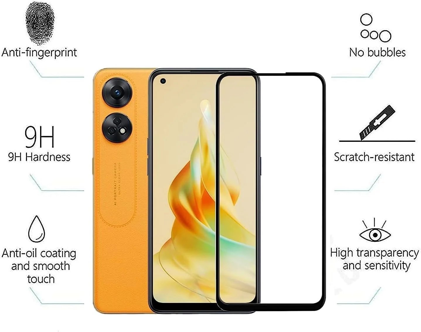 DL3 Mobilak Full Curved 5D Glass Screen Protector Full Glue For OPPO Reno 8T 4G (not for 5G) - Black
