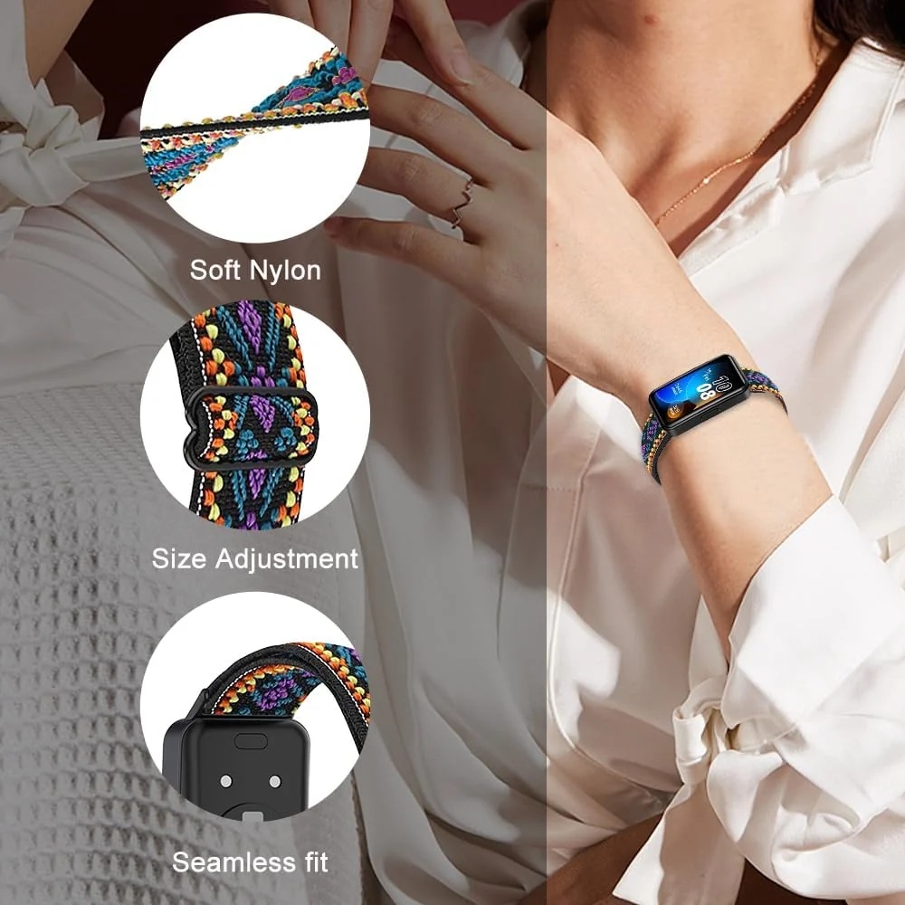 DL3 Mobilak Elastic Straps Compatible with Huawei Watch Fit Men Women, Adjustable Stretchy Bracelets Sport Nylon Replacement Bracelet for Huawei Watch Fit - Black