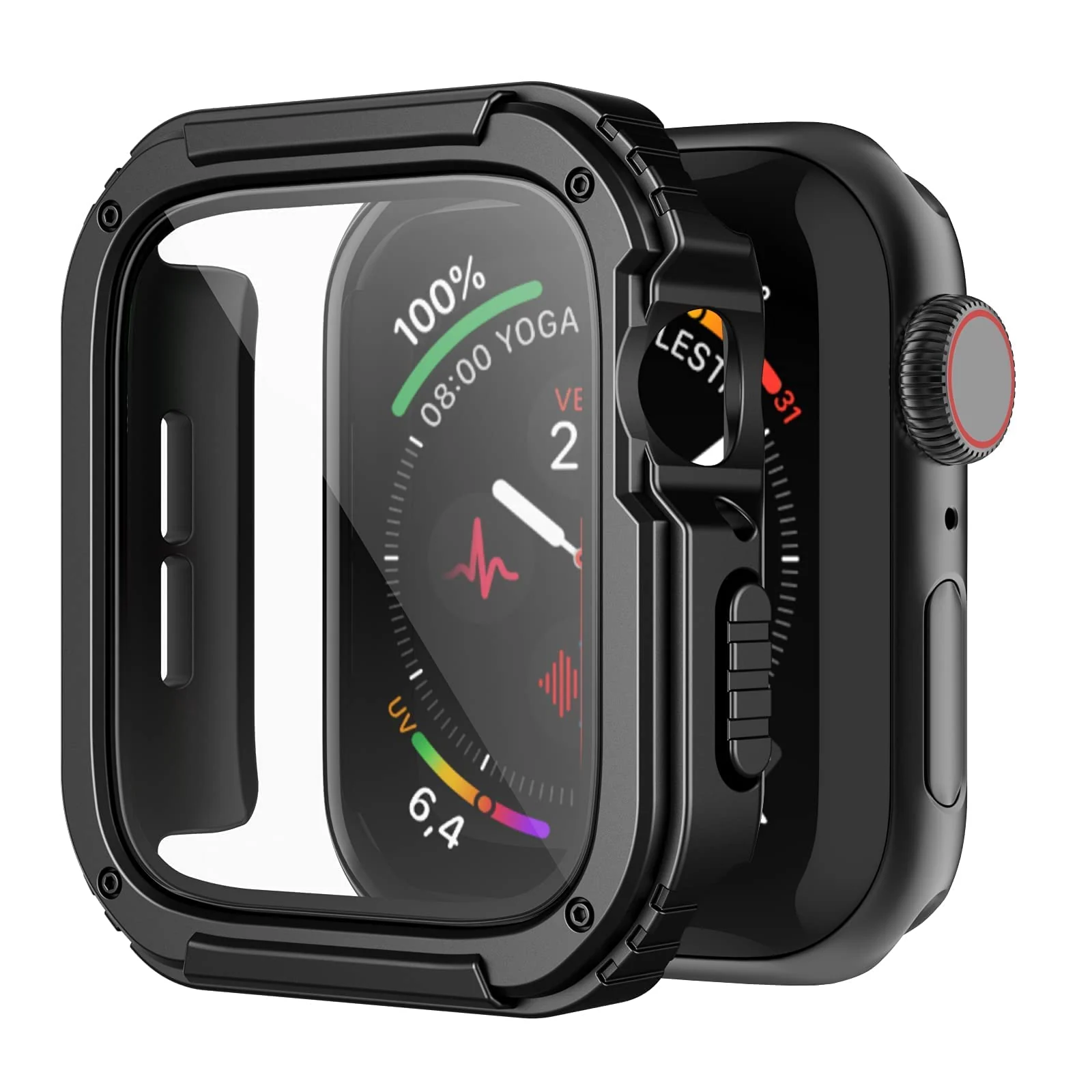 DL3 Mobilak Rugged Apple Watch Case 40mm Series SE/6/5/4 with Screen Protector, Durable Military Grade Quattro Pro Series Drop-Proof Protective Cover Full Coverage Shock-Proof Bumper 40 mm - Black