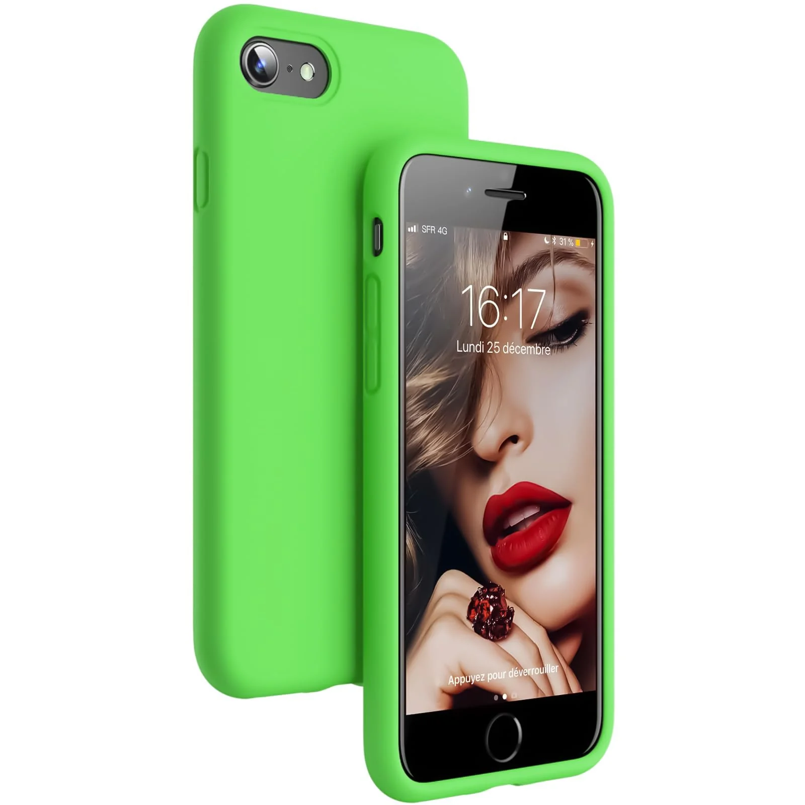 DL3 Mobilak Liquid Silicone Case for iPhone 7 / 8, Shock-absorbing protection, Scratch-resistant surface, Slim, lightweight profile - Neon Green