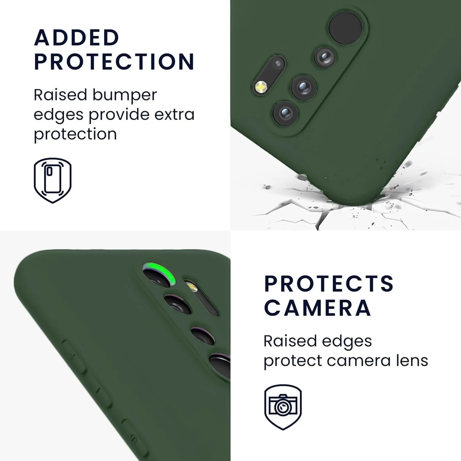 DL3 Mobilak Liquid Silicone Protective Case with Soft Microfiber Lining with Full Camera Protection for Xiaomi Redmi Note 8 Pro - Green