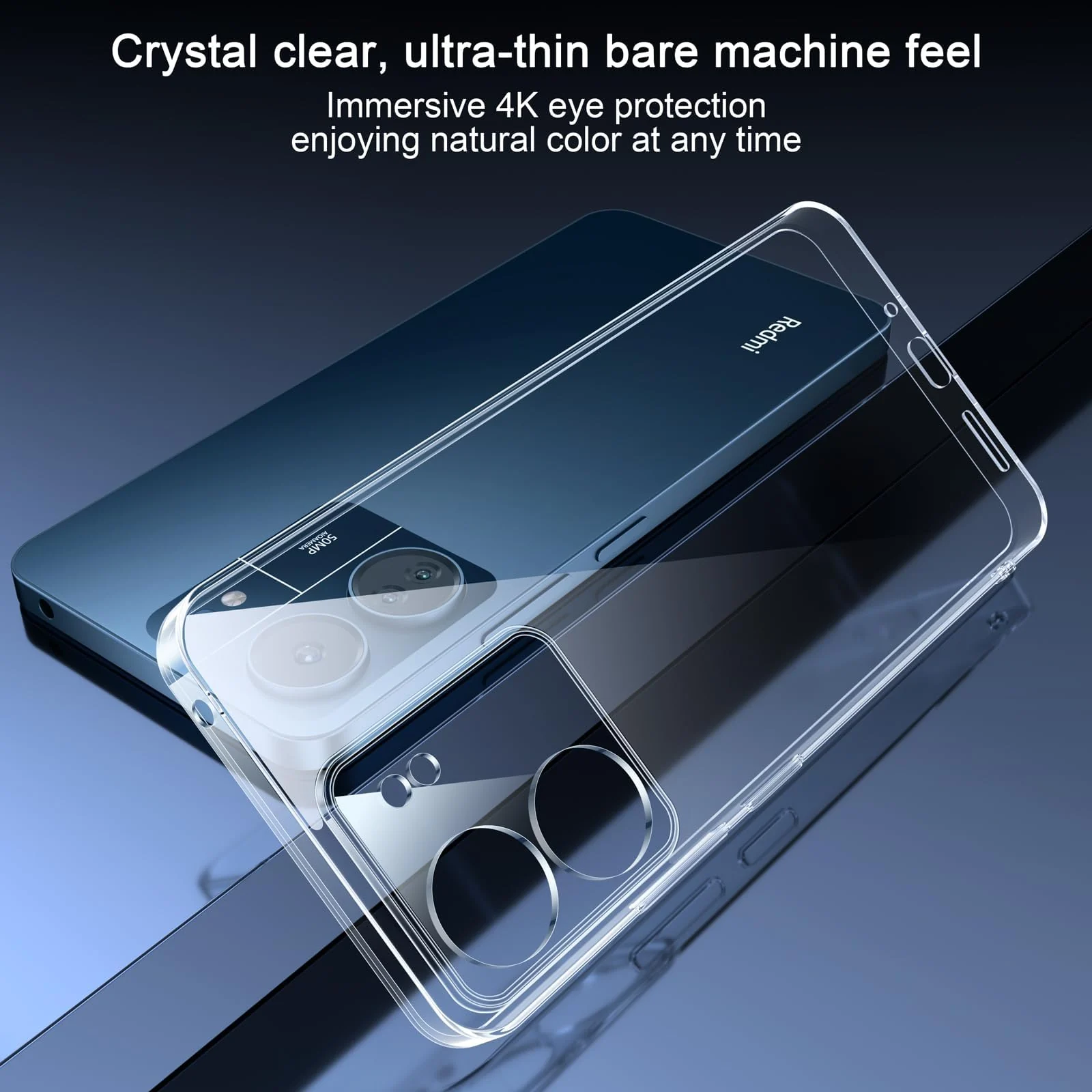 DL3 Mobilak Camera Protective Case Compatible with Xiaomi Redmi 13C 4G/Poco C65 Cover, Mobile Phone Case Thin Soft Silicone Anti-Yellow Protective Case - Clear