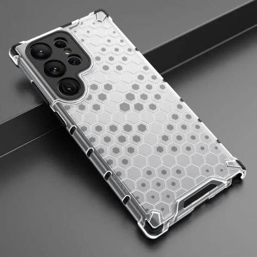 DL3 Mobilak Honeycomb Protective Case for Samsung Galaxy S23 Ultra 6.8inch, Shock-absorbing protection, Transparent design, Slim, lightweight profile - Clear
