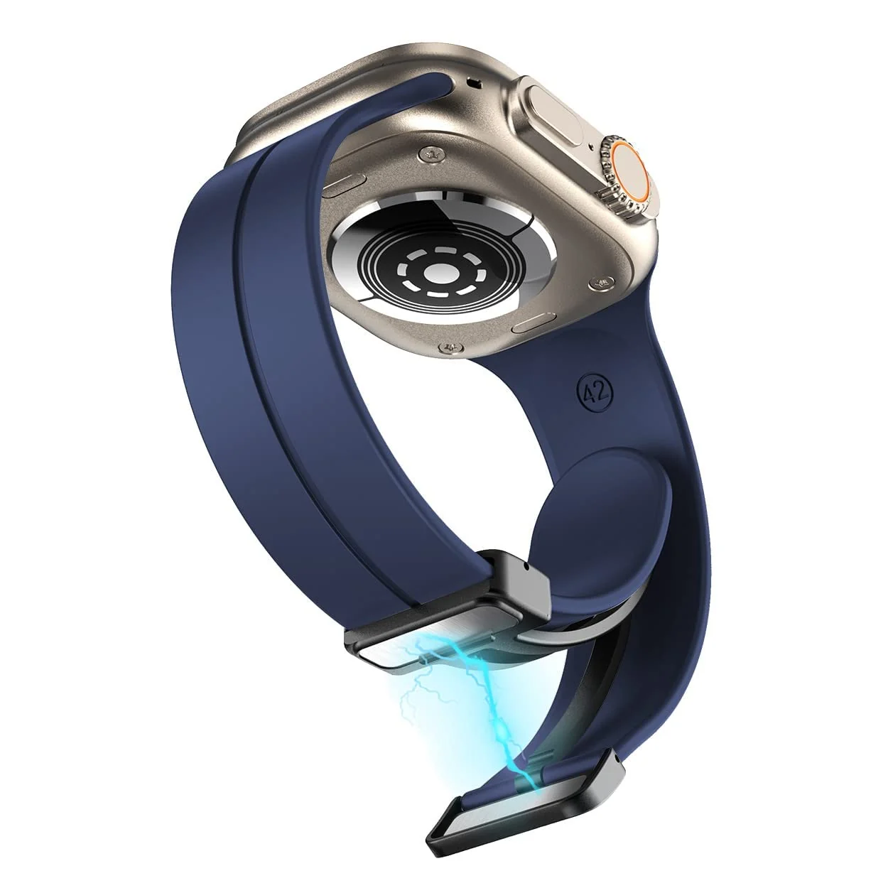 DL3 Mobilak Magnetic Bands for Apple Watch Ultra/Ultra 2 Band 49mm 45mm 44mm 42mm, Soft Sport Silicone Strap for iwatch Series 9/8/7/6/5/4 (Midnight blue, 42mm/44mm/45mm/49mm), unisex-adult - Black