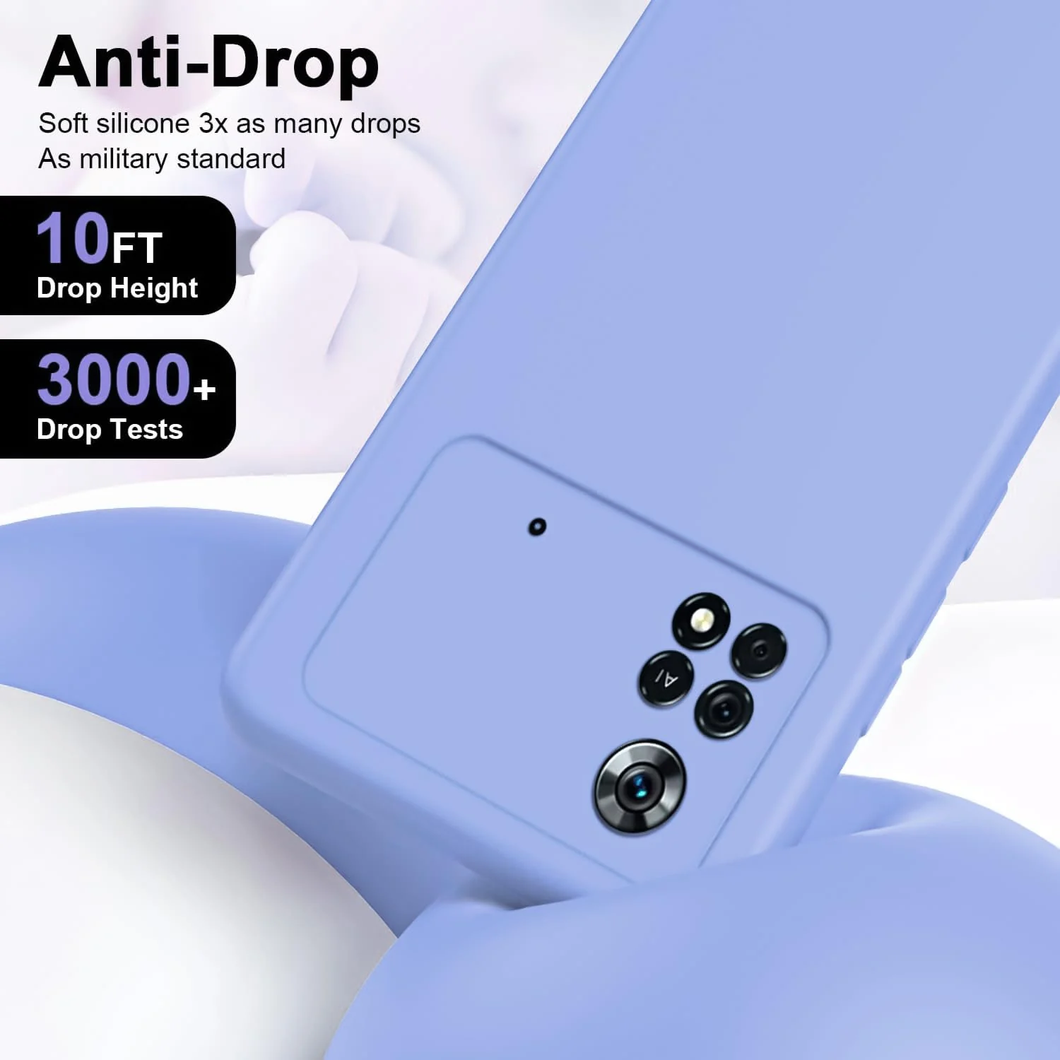 DL3 Mobilak Liquid Silicone Protective Case with Soft Microfiber Lining with Full Camera Protection for Xiaomi Poco X4 Pro 5G - Baby Blue